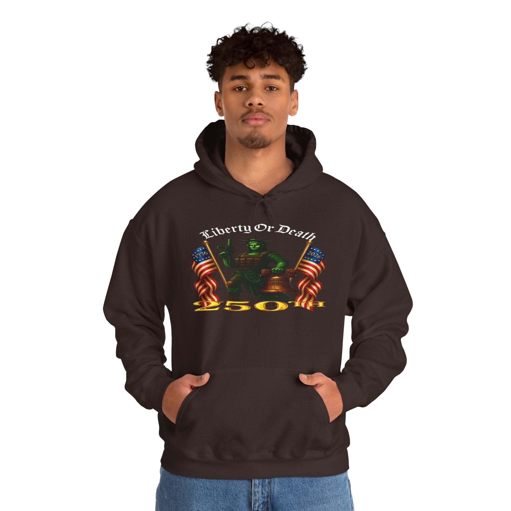 Liberty Or Death 50 Hoodie - Patriotic American Flag Skeleton Graphic Pullover