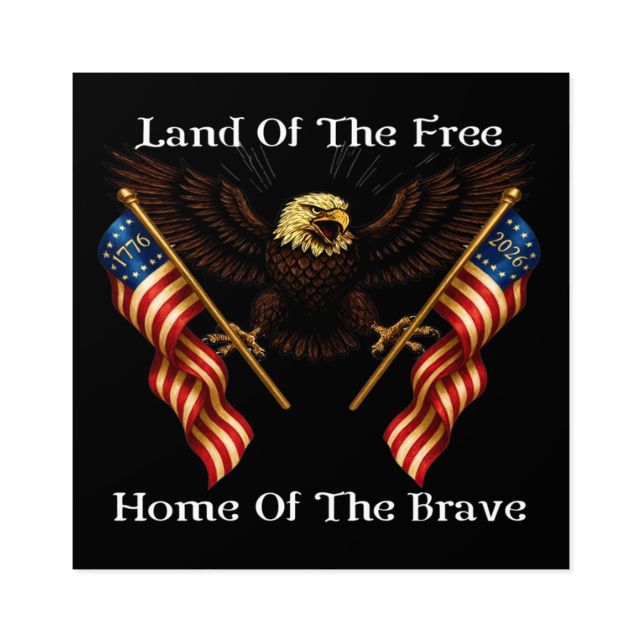 2" × 2" "Land of the Free, Home of the Brave" Square Sticker (Indoor/Outdoor)