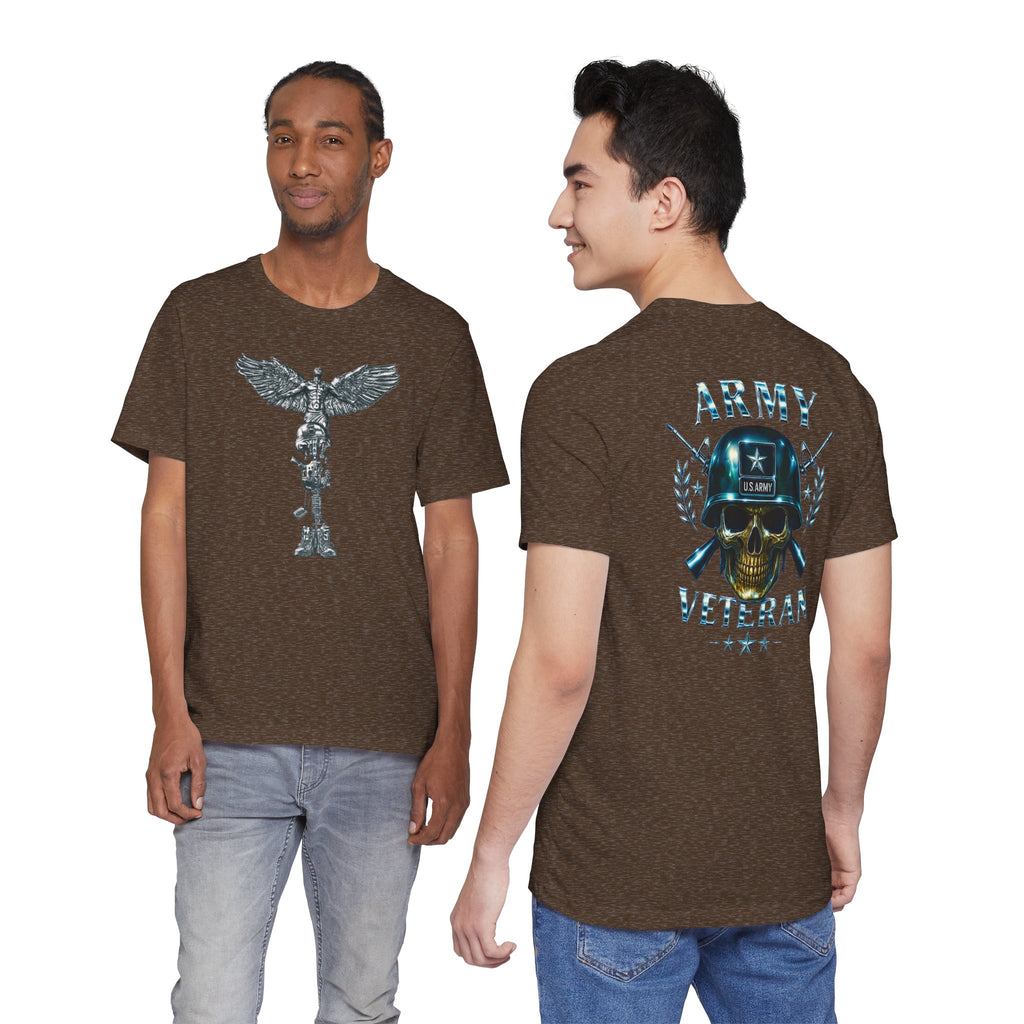Army Veteran T-Shirt — Skull Helmet & Wings Military Tribute Tee