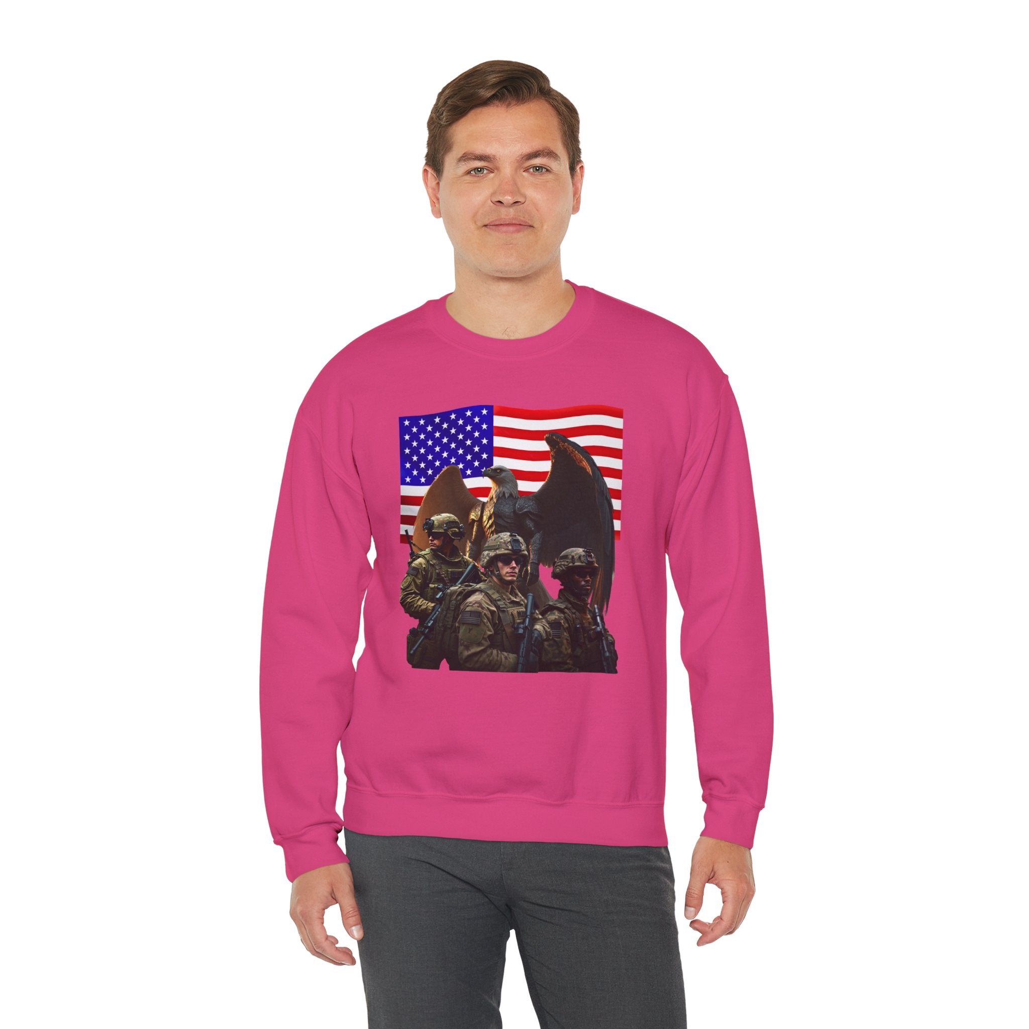 Eagle On Watch Soldiers Sweatshirt — Patriotic Military Crewneck