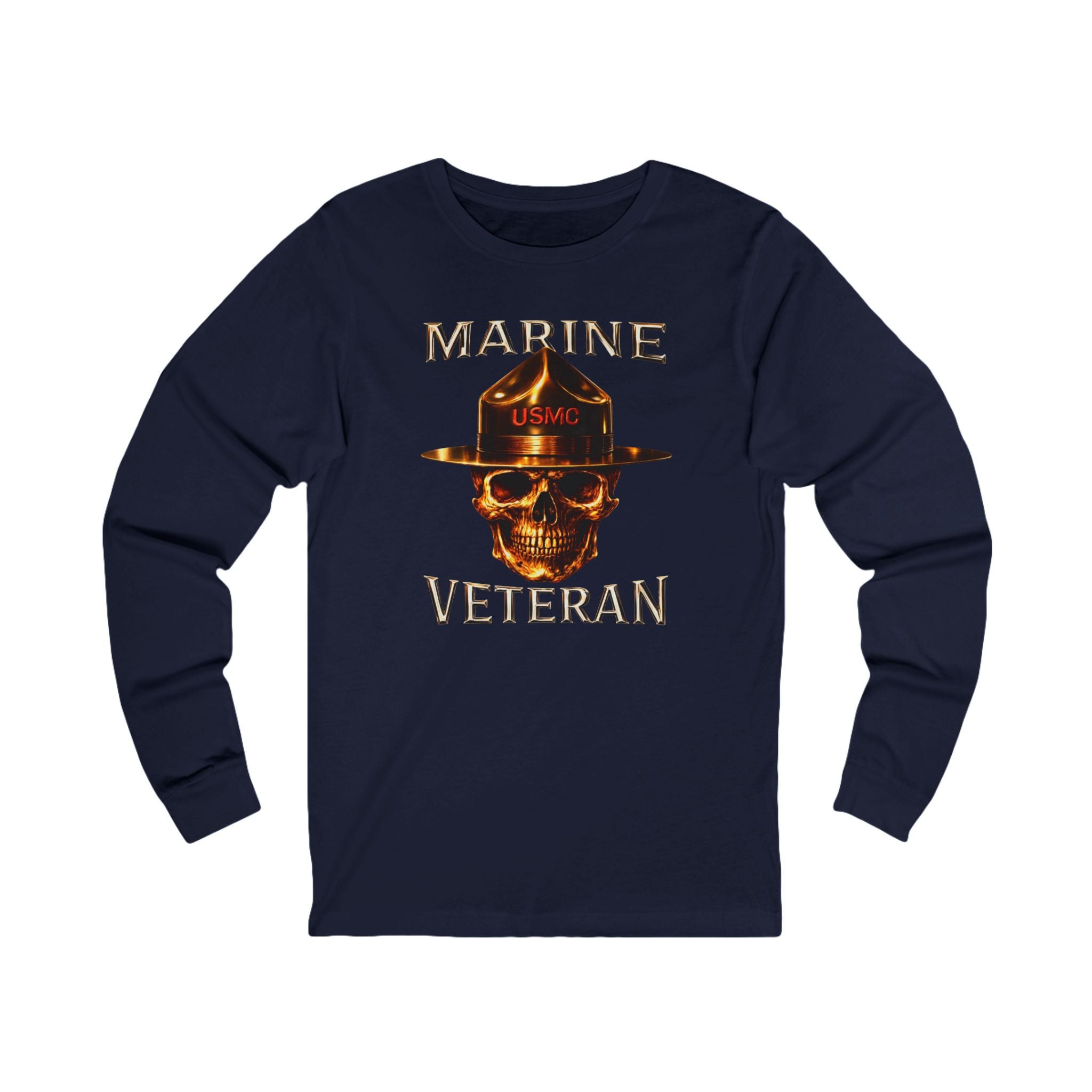 Marine Veteran Skull Drill Instructor Long Sleeve Tee