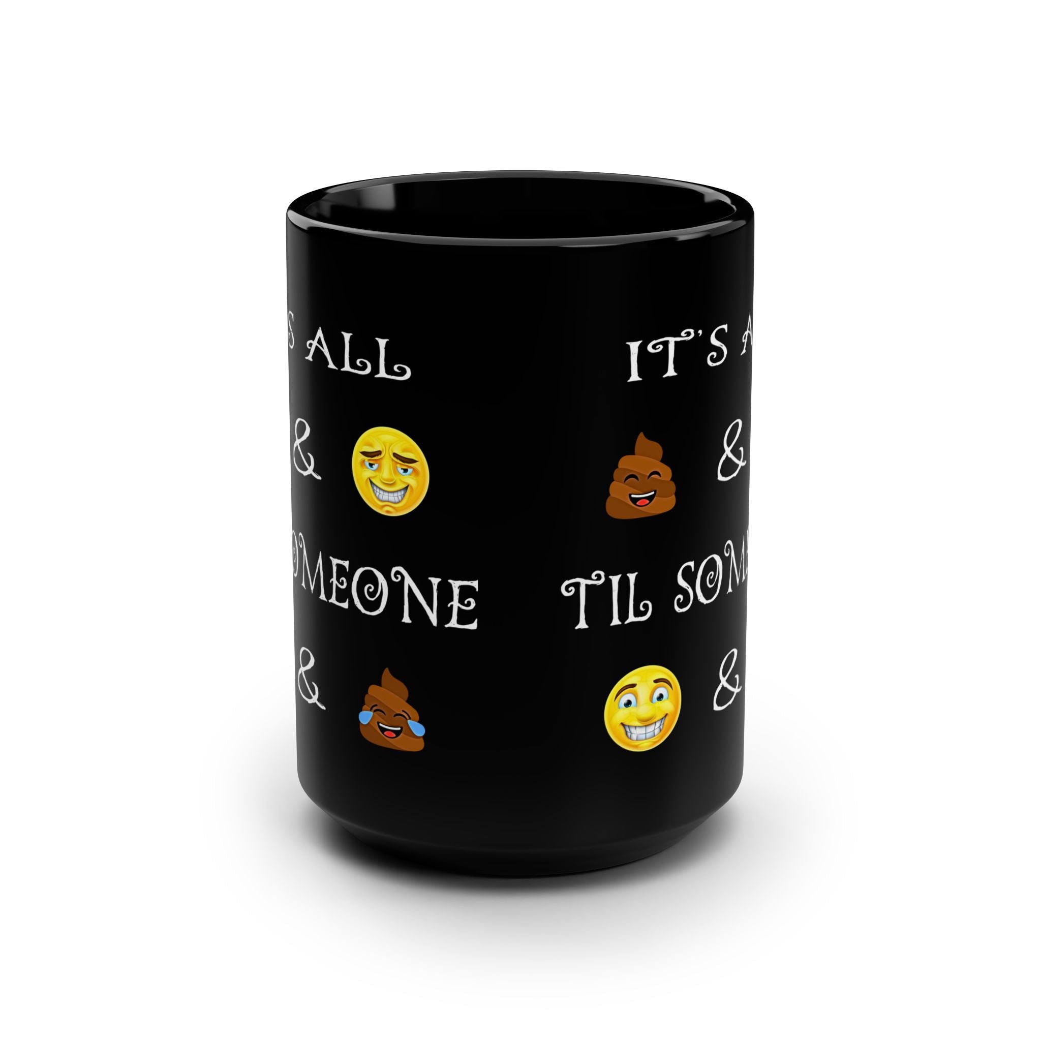 Funny Emoji 15oz Black Coffee Mug
