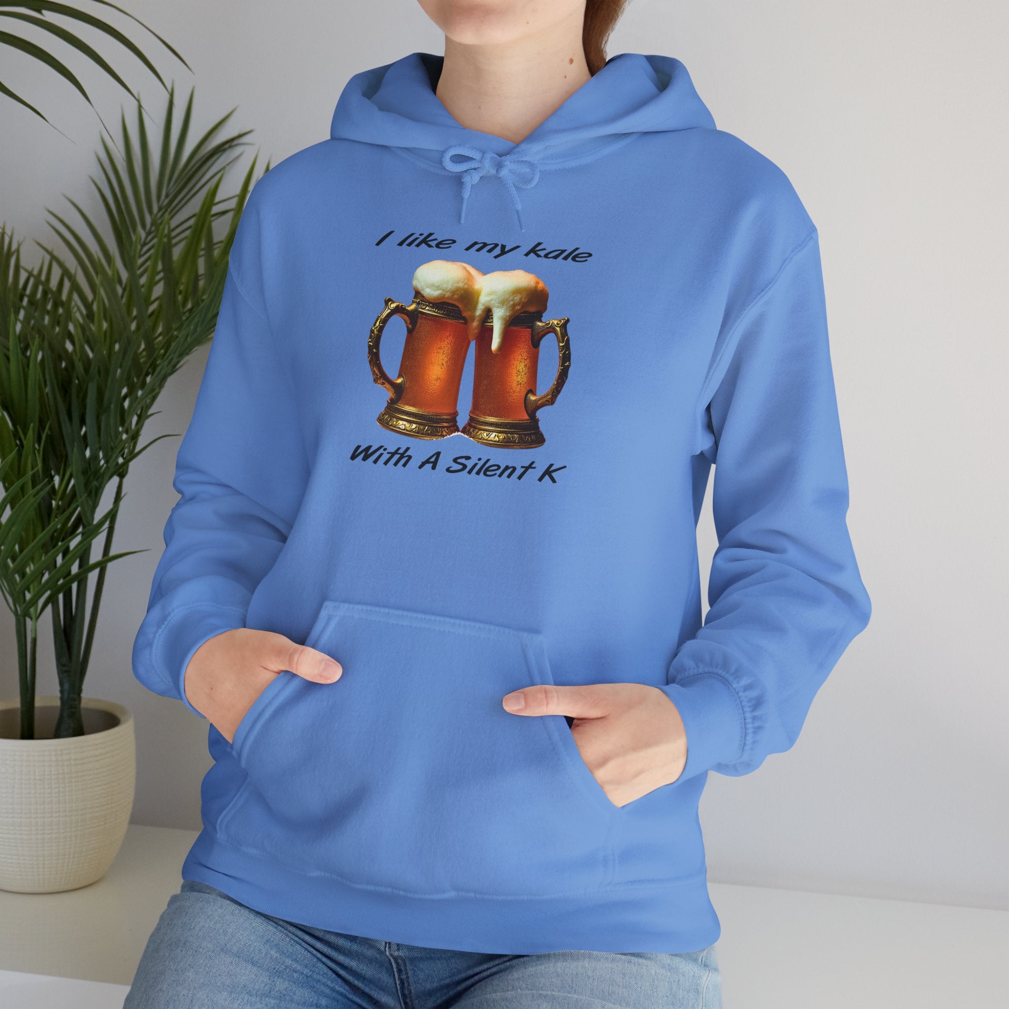Beer Lovers Hoodie - "I Like My Kale With A Silent K" Graphic Pullover