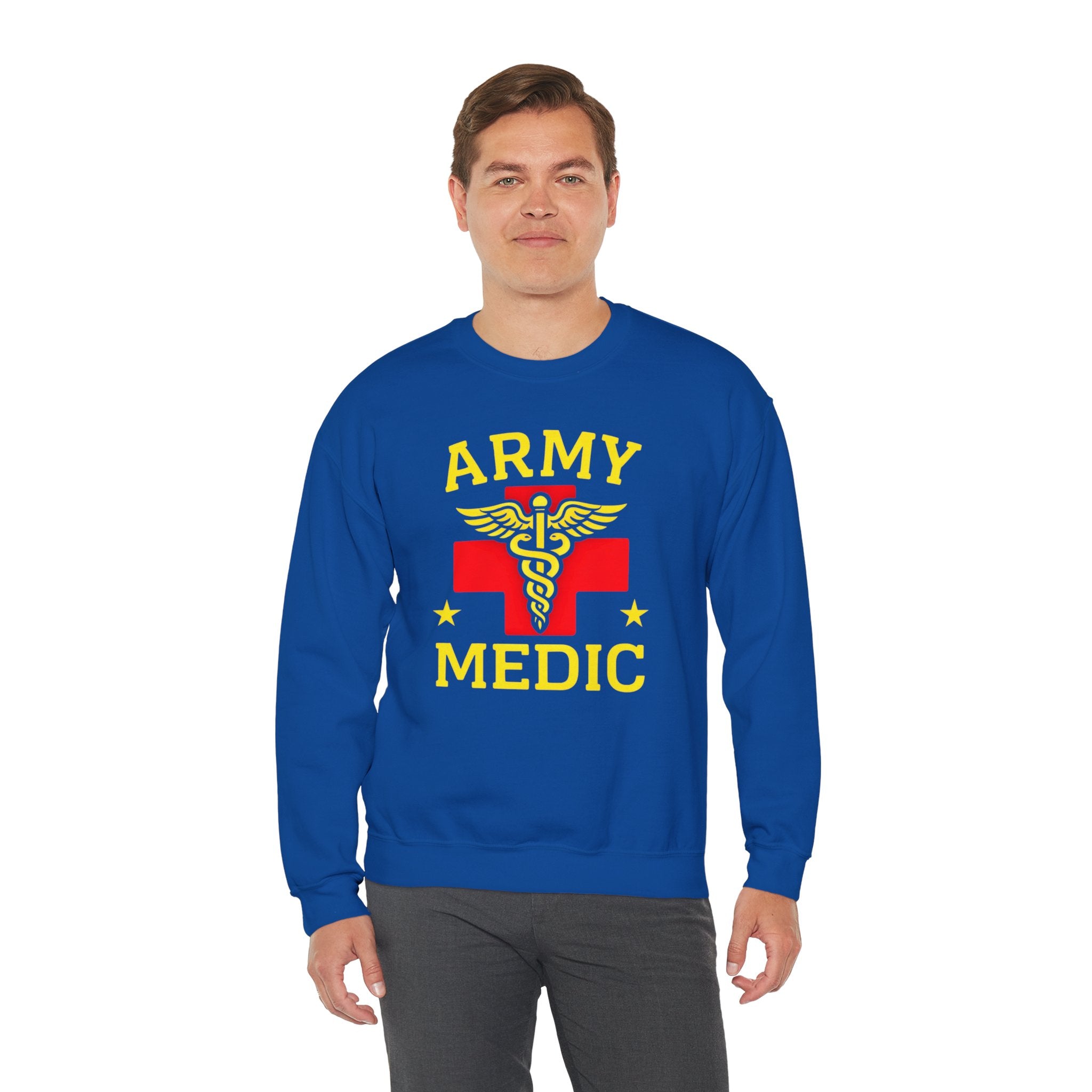 Army Medic Crewneck Sweatshirt — Military Medical Caduceus Design