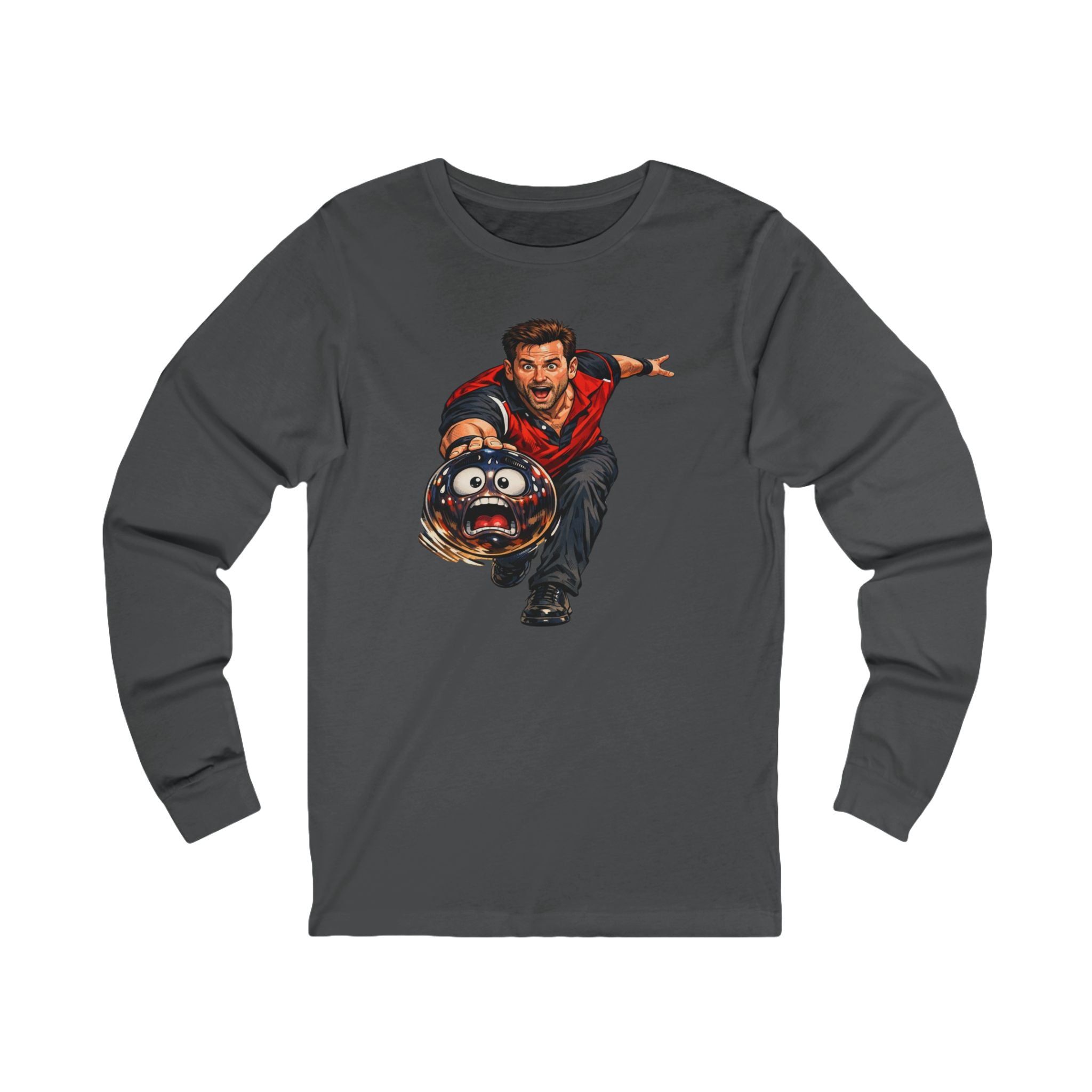 Funny Bowling Ball Graphic Long Sleeve Tee
