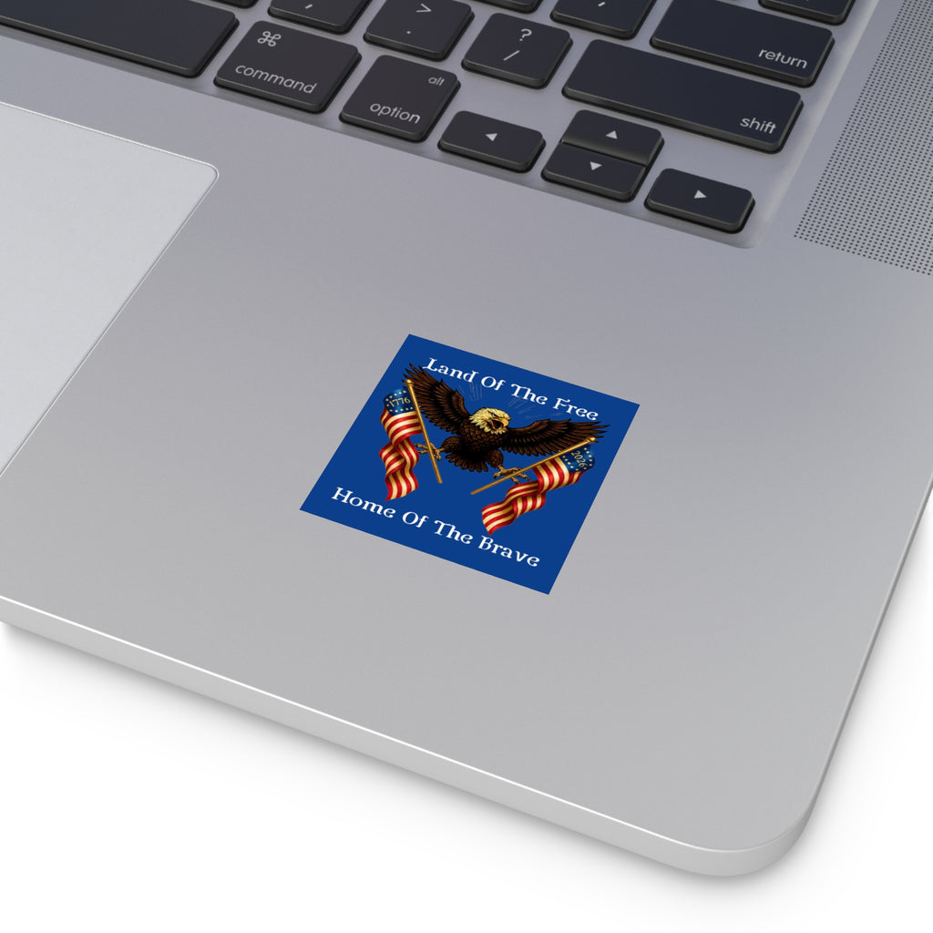 2" × 2" “Land of the Free • Home of the Brave” Square Sticker