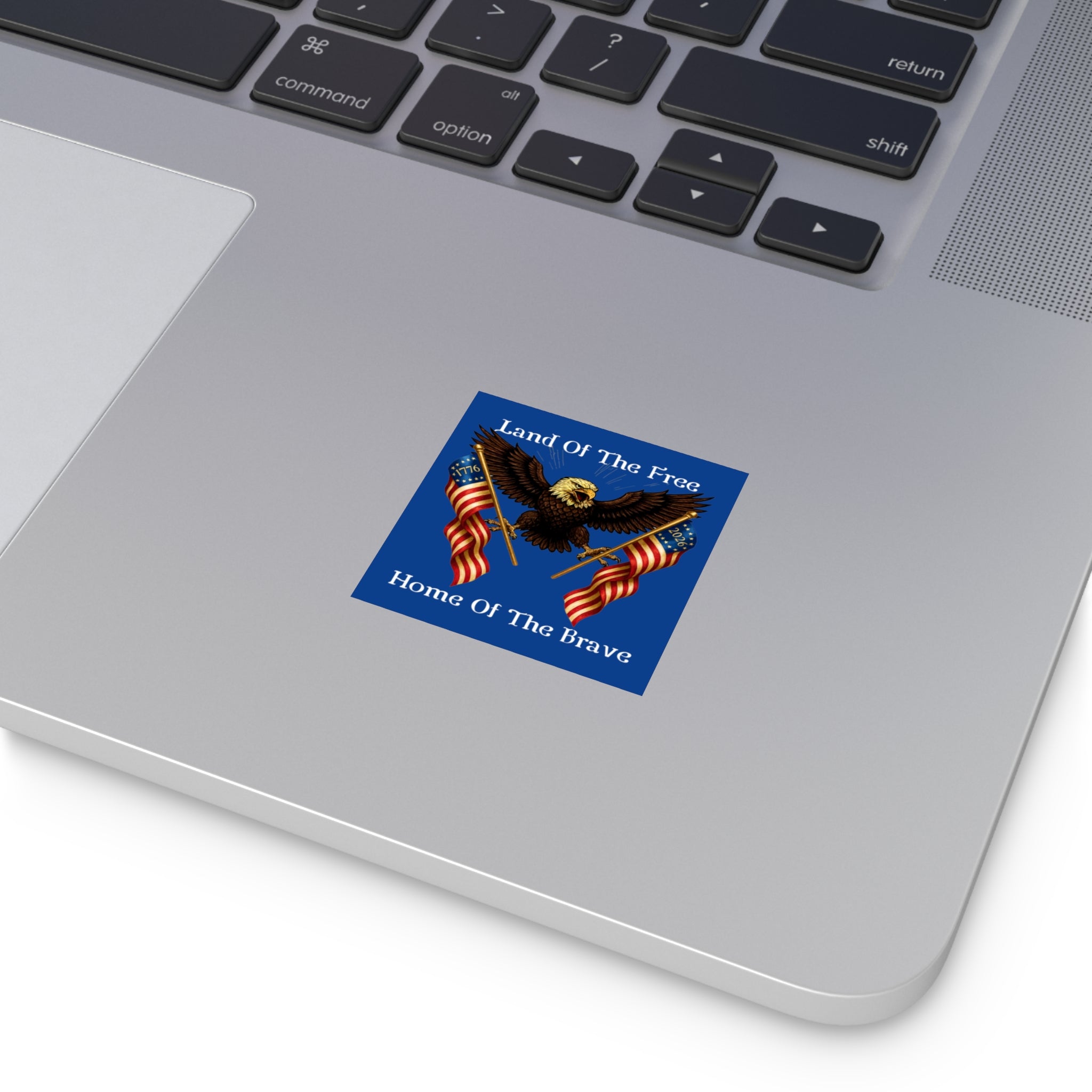 2" × 2" “Land of the Free • Home of the Brave” Square Sticker