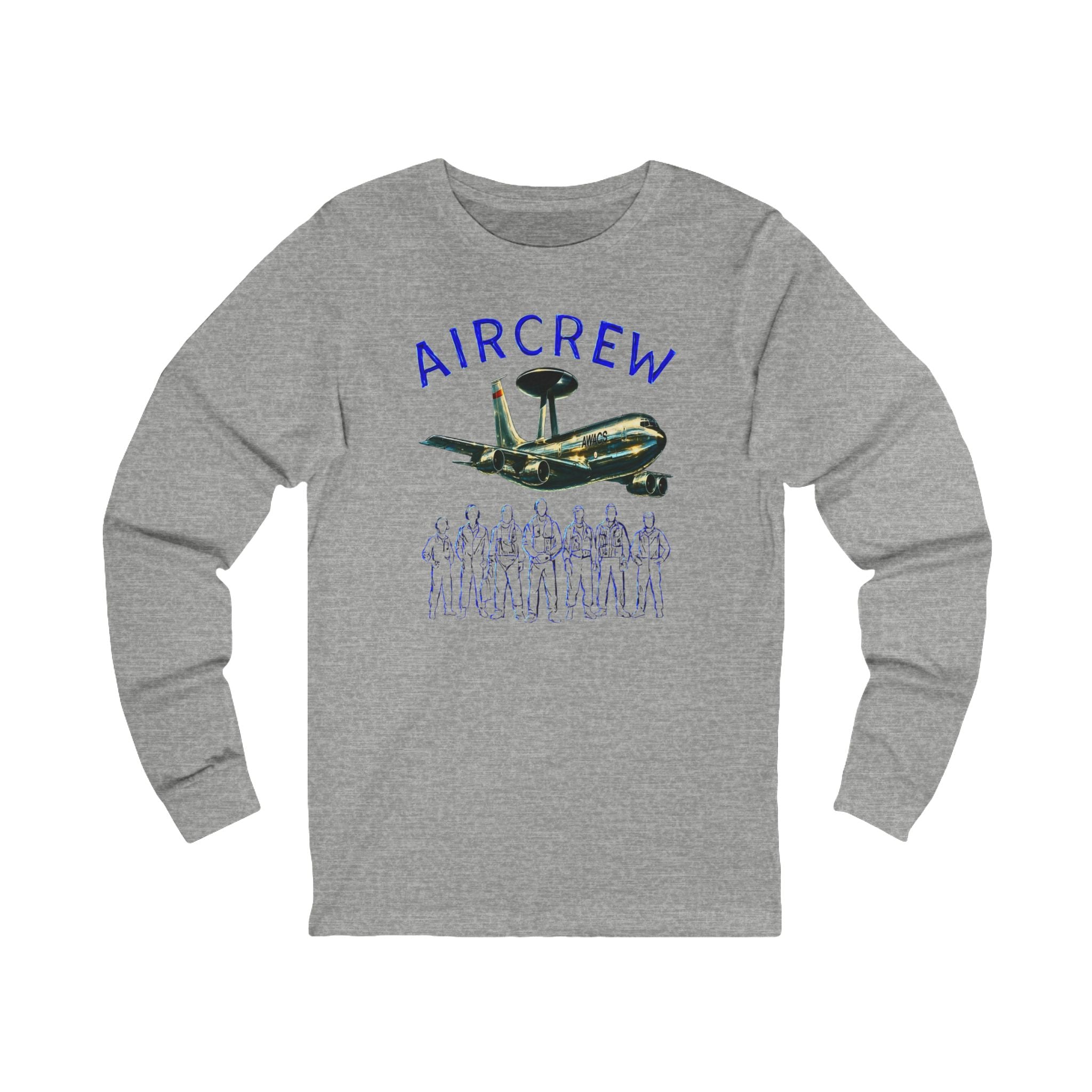 Aircrew Long Sleeve Tee — AWACS Aircraft Crew Graphic Shirt