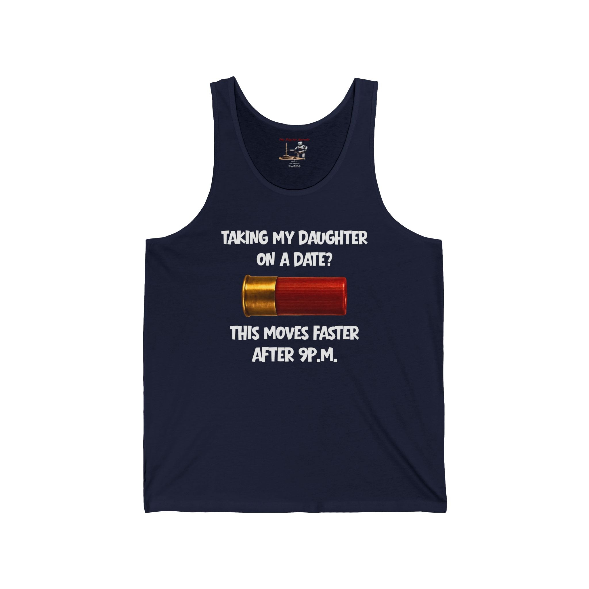 Tank Top — "Taking My Daughter On A Date? This Moves Faster After 9 P.M." Battery Graphic