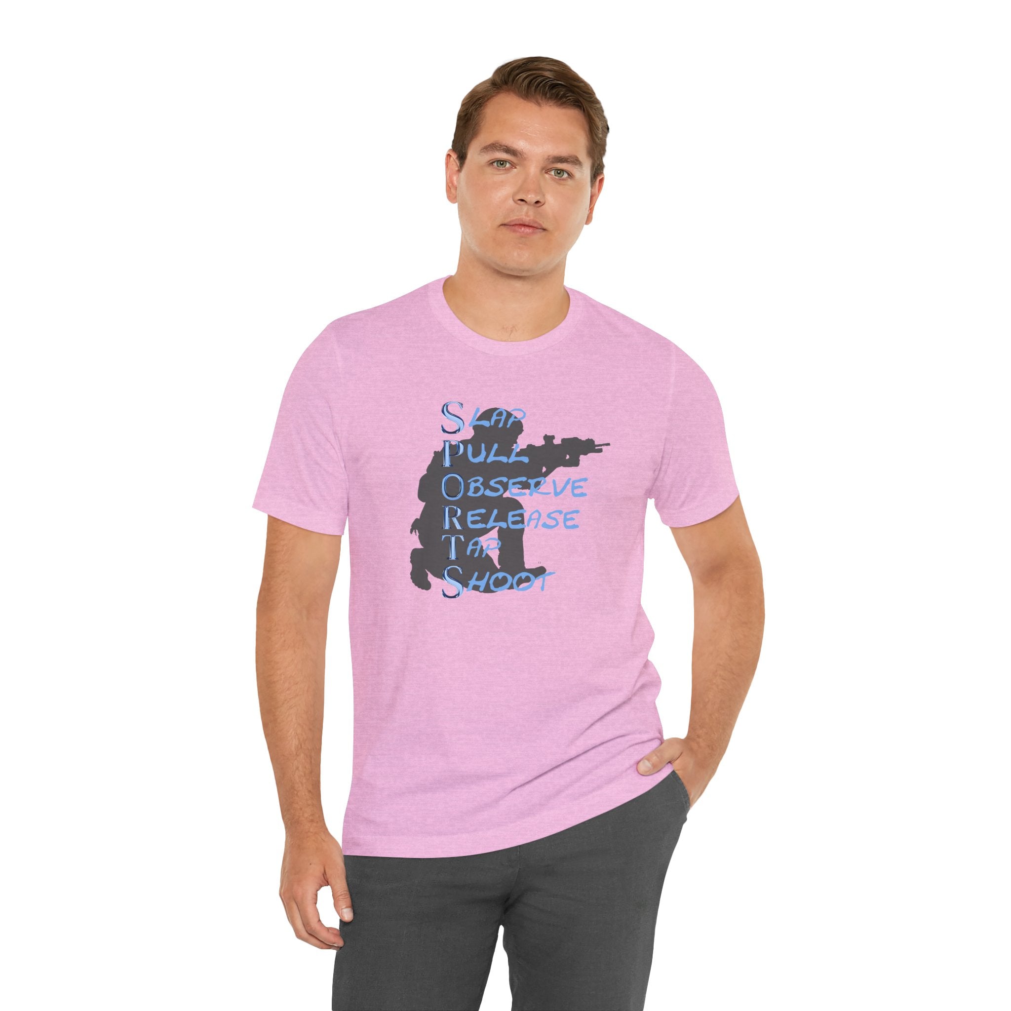 SPORTS - T-Shirt — "Stop, Pull, Observe, Release, Tap, Shoot"