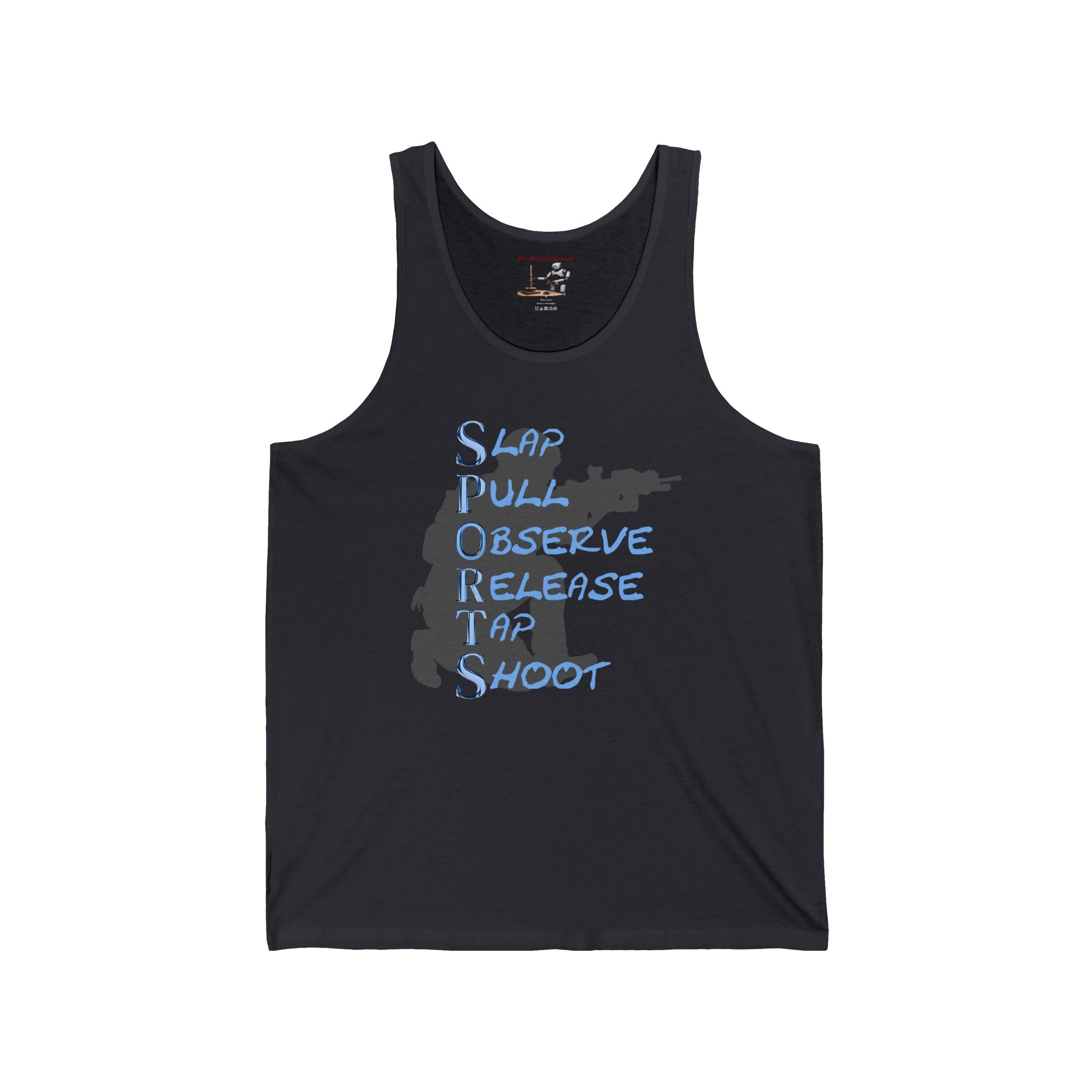 SPORTS Tank Top — "Stop, Observe, Release, Take, Shoot" Graphic