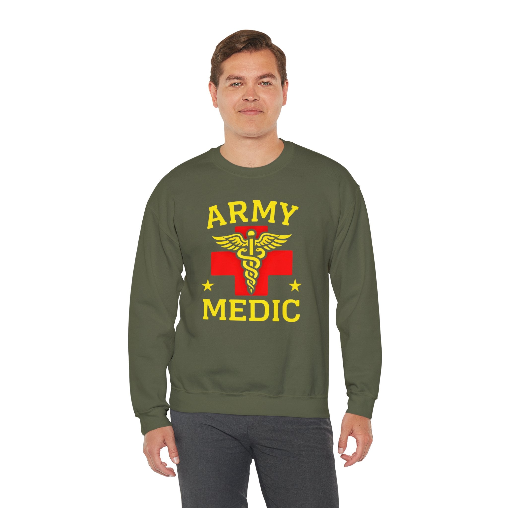 Army Medic Crewneck Sweatshirt — Military Medical Caduceus Design