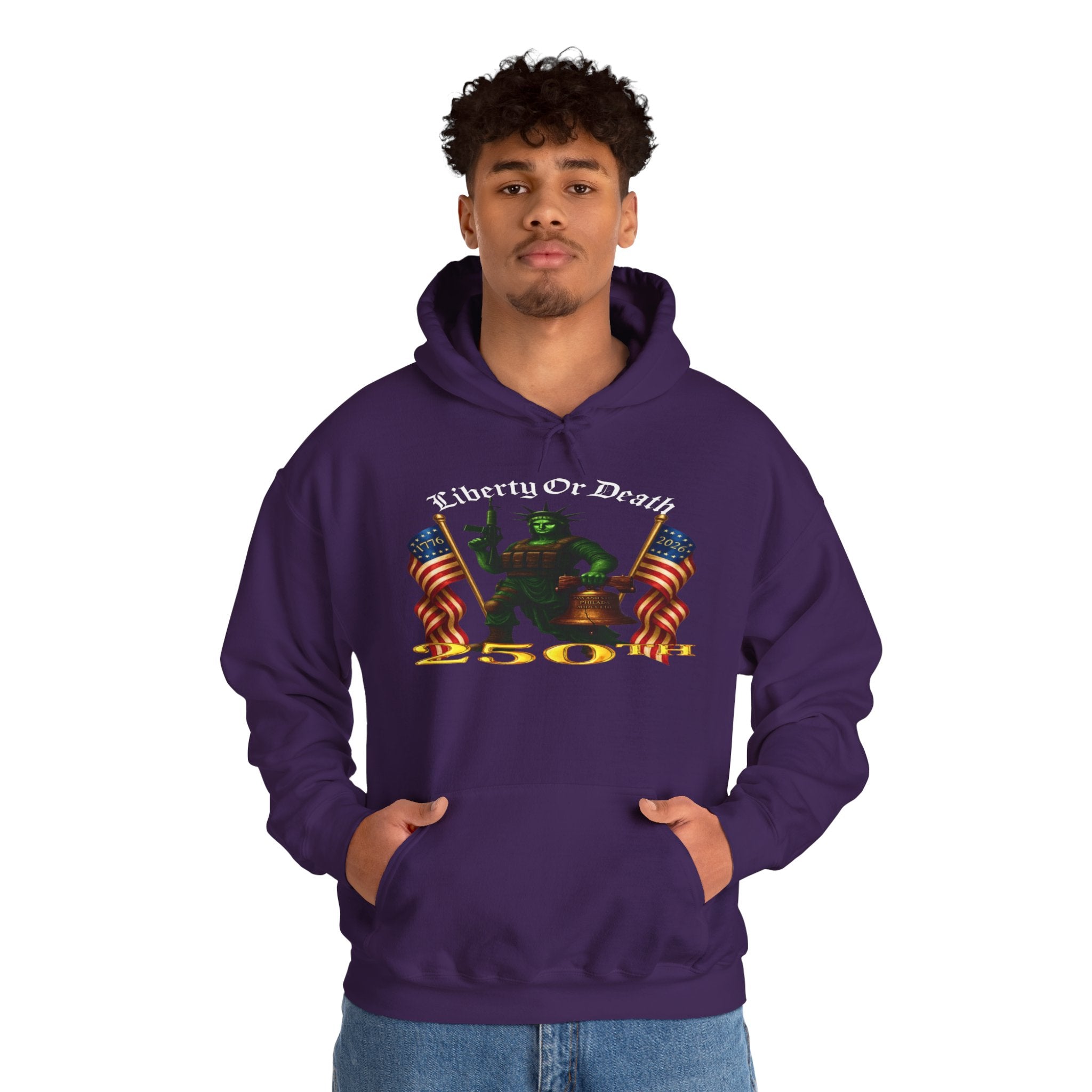 Liberty Or Death 50 Hoodie - Patriotic American Flag Skeleton Graphic Pullover