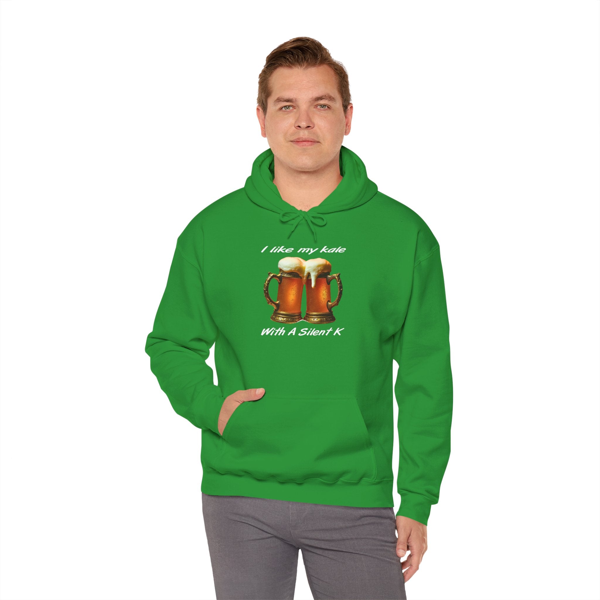 Hoodie - "I Like My Kale With A Silent K" Beer Cheers Graphic Hoodie