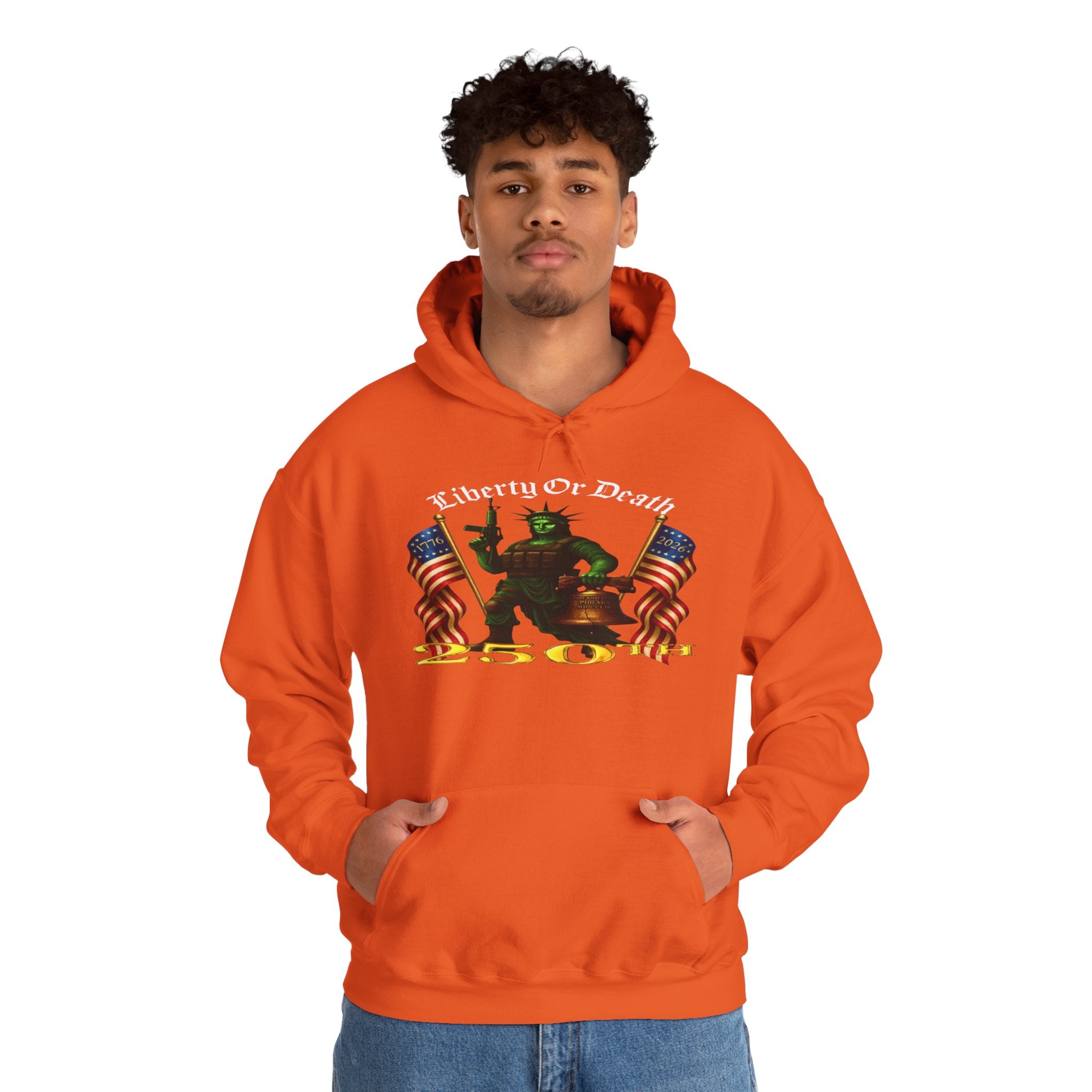 Liberty Or Death 50 Hoodie - Patriotic American Flag Skeleton Graphic Pullover
