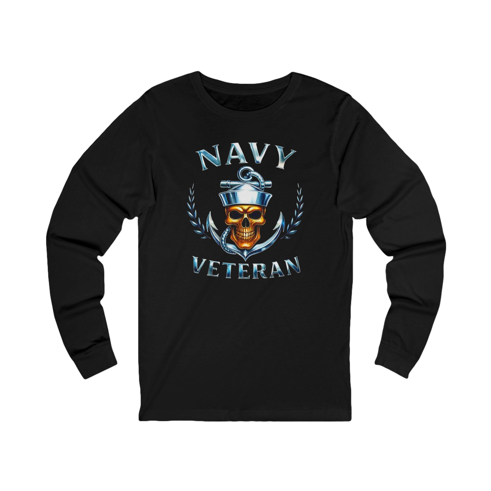 Navy Veteran Skull Anchor Long Sleeve Tee
