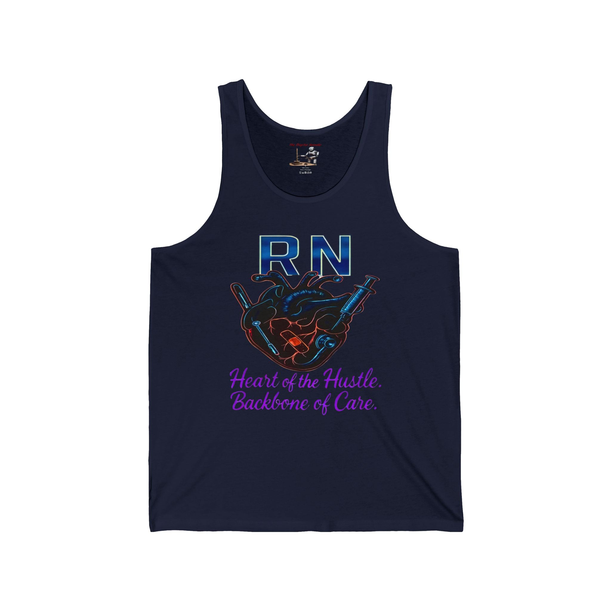 RN Heart Tank Top - "Heart of the Hustle, Backbone of Care" Nurse Tank