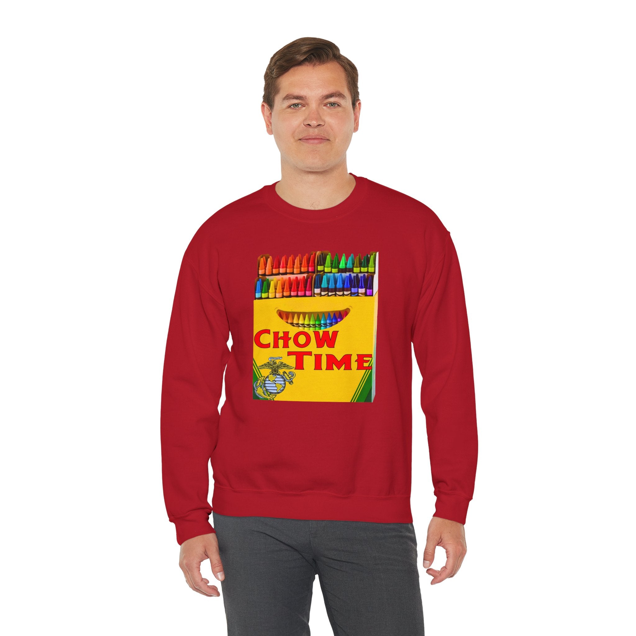 Chow Time Sweatshirt — Colorful Crayon Snack Art Crewneck