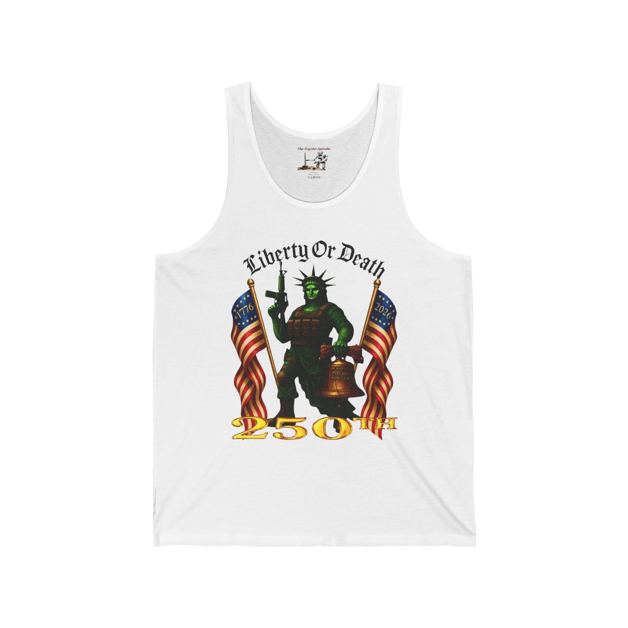 Liberty or Death Tank Top — American Flag Statue of Liberty Design
