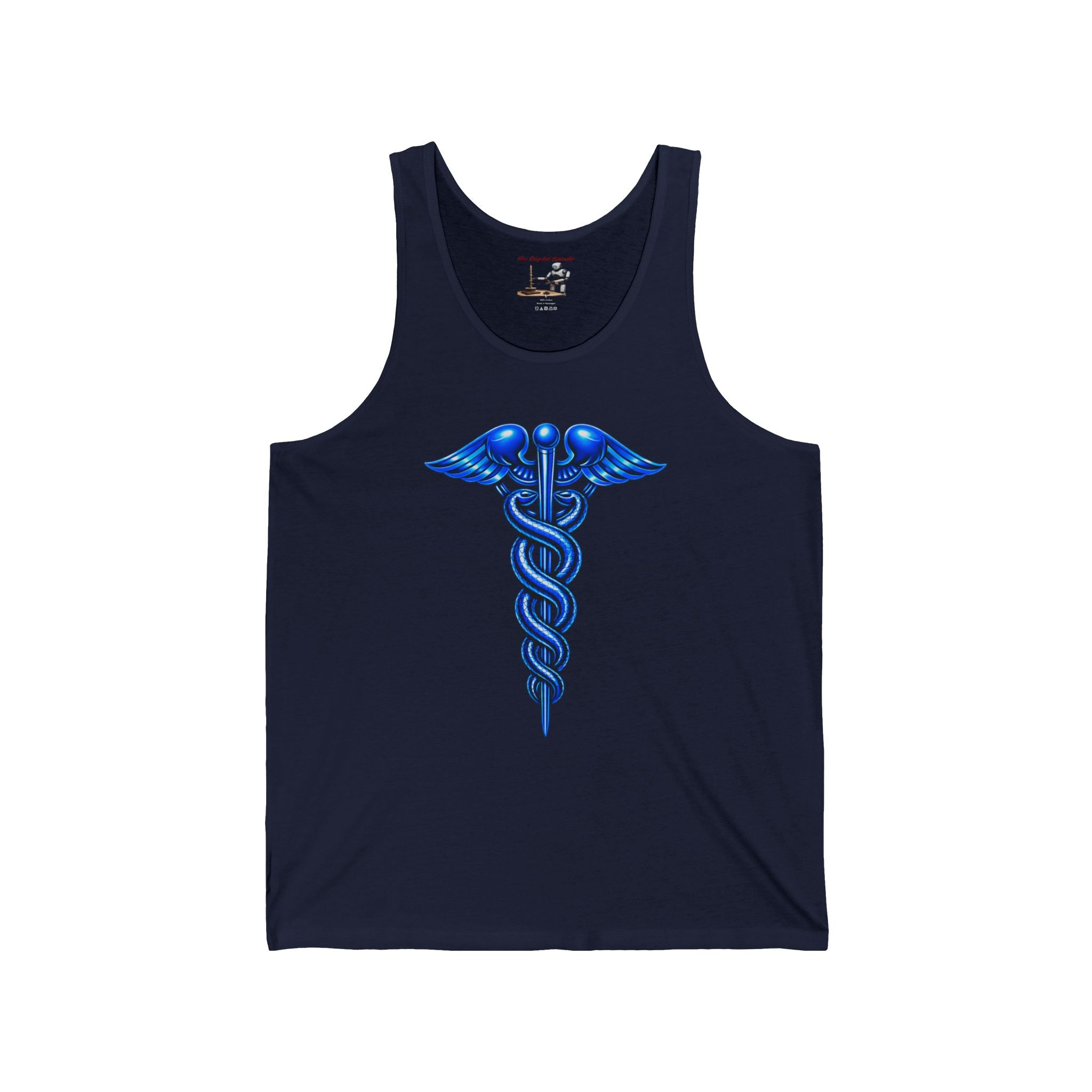 Medical Caduceus Tank Top — Blue Healthcare Symbol Athletic Jersey