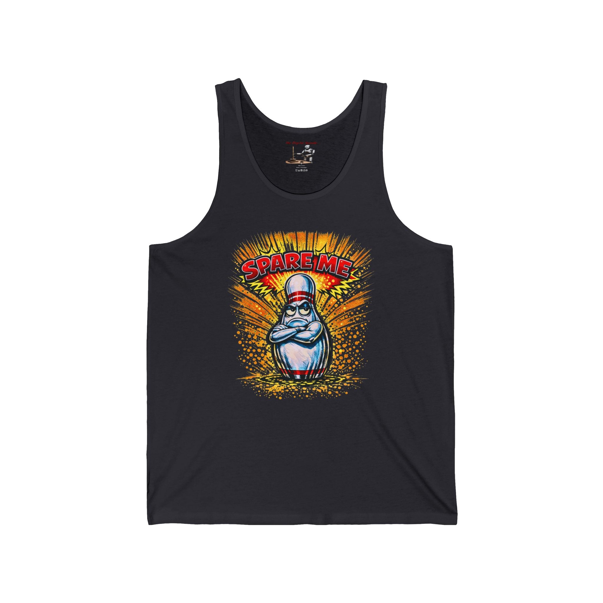 Supreme Bowling Pin Tank Top — Retro Cartoon "Spare Me" Graphic Tank