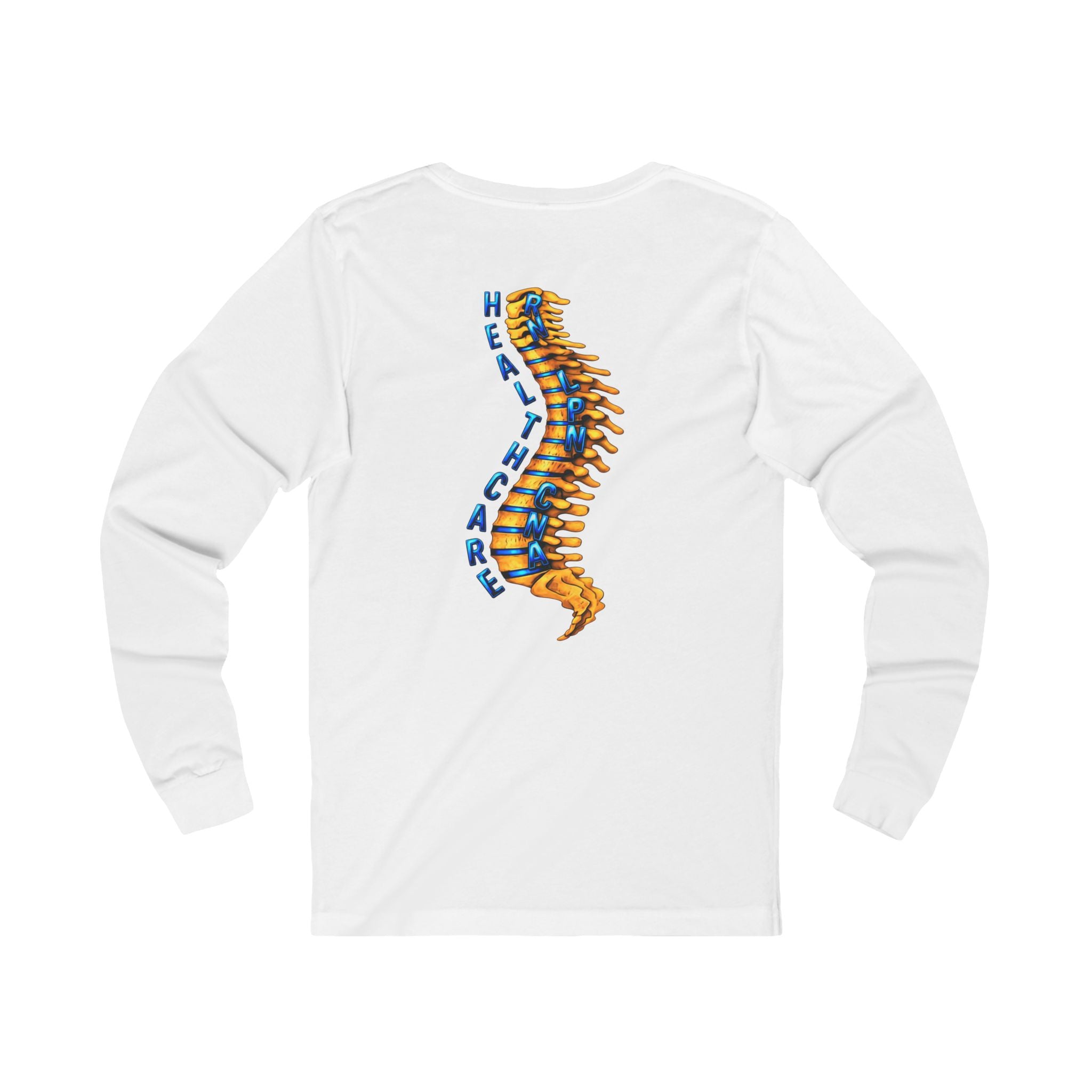 Healthcare Spine Front & Back Long Sleeve Tee — Medical Professional Shirt