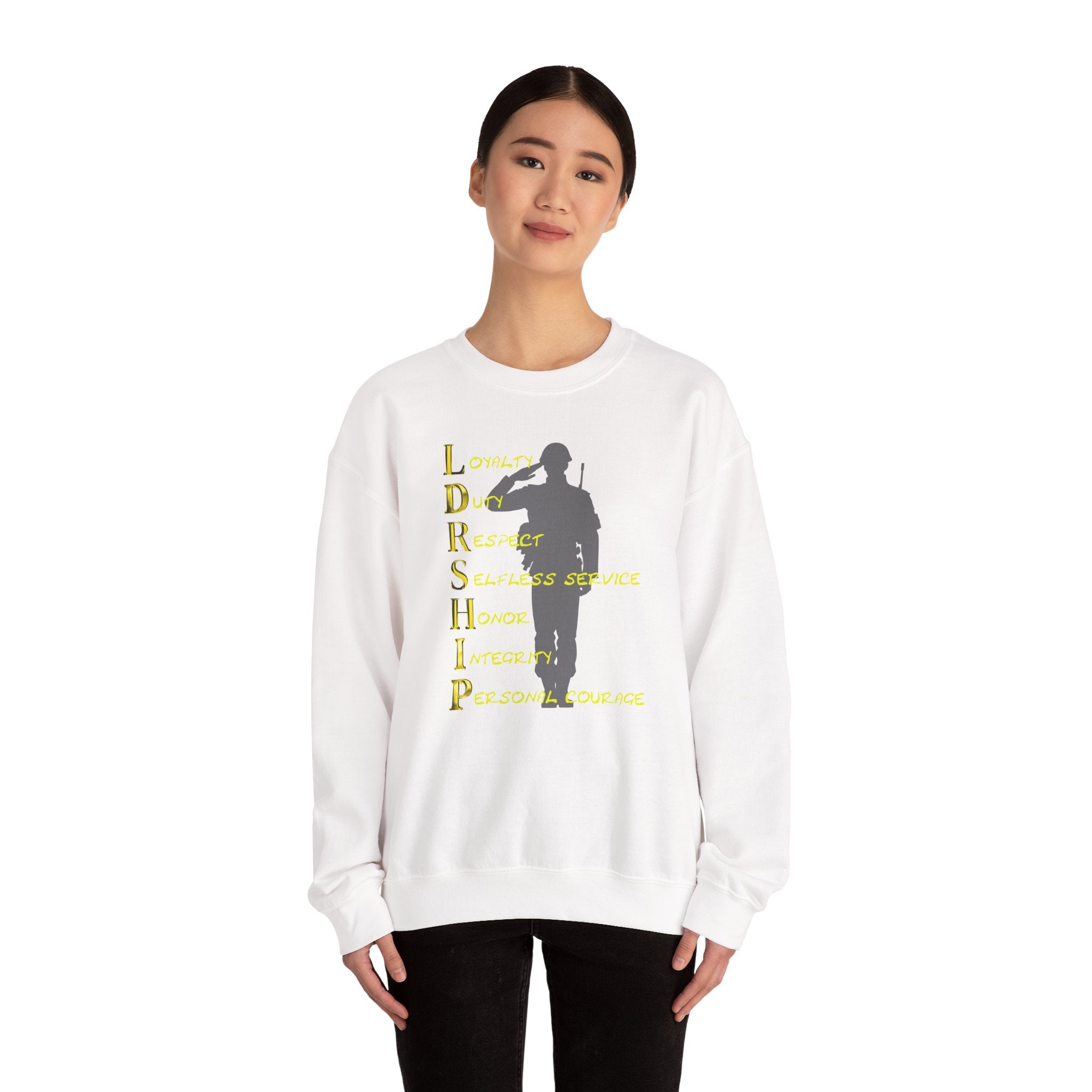 Leadership Military Salute Crewneck Sweatshirt — LDRSHIP Values Design