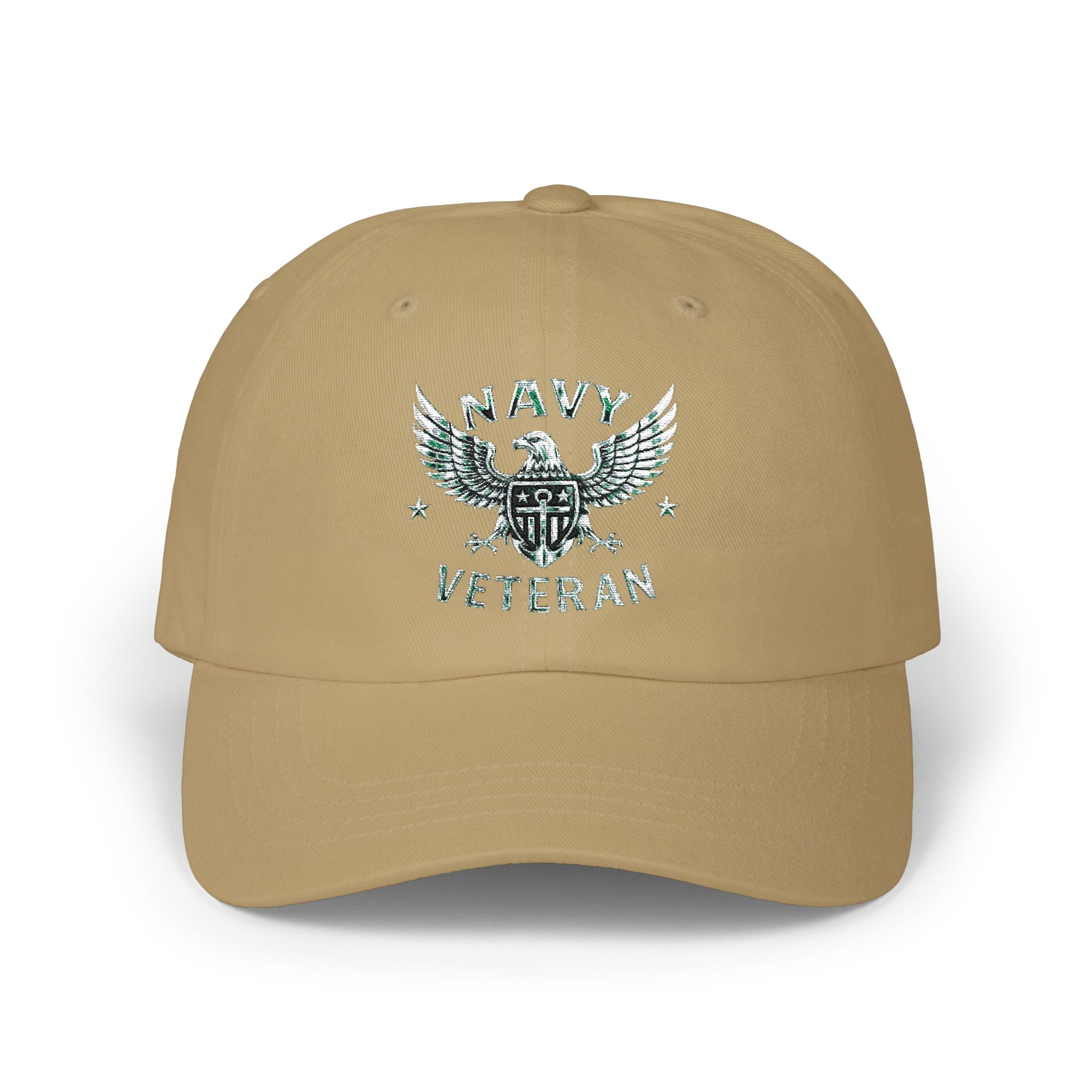 Navy Veteran Classic Dad Cap – Distressed Eagle & Shield Embroidered Hat