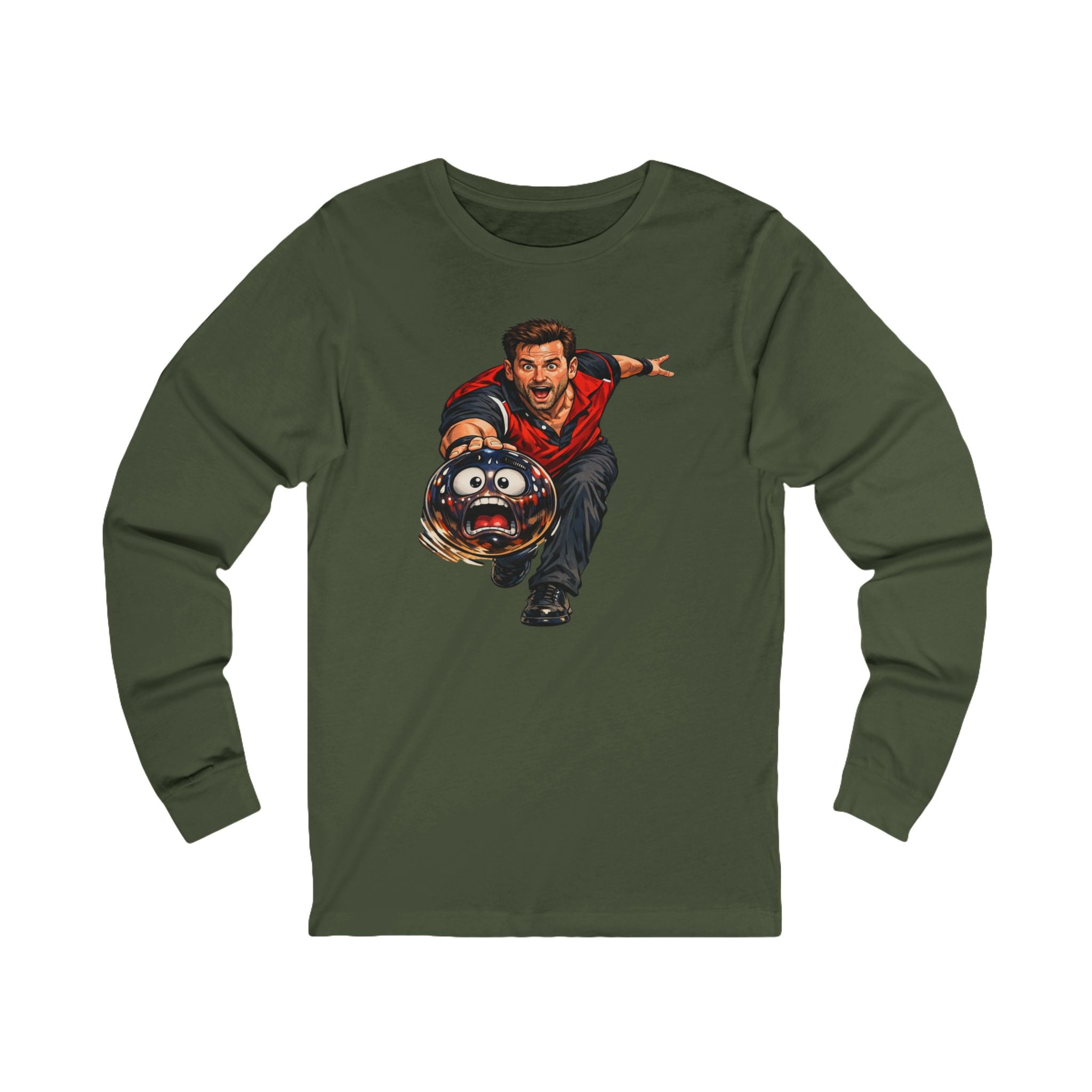 Funny Bowling Ball Graphic Long Sleeve Tee
