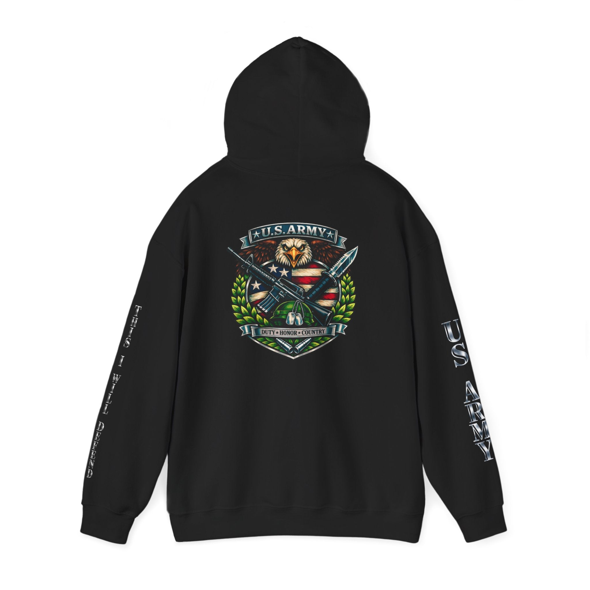 US Army Veteran Crest Hoodie — Military Emblem Sweatshirt