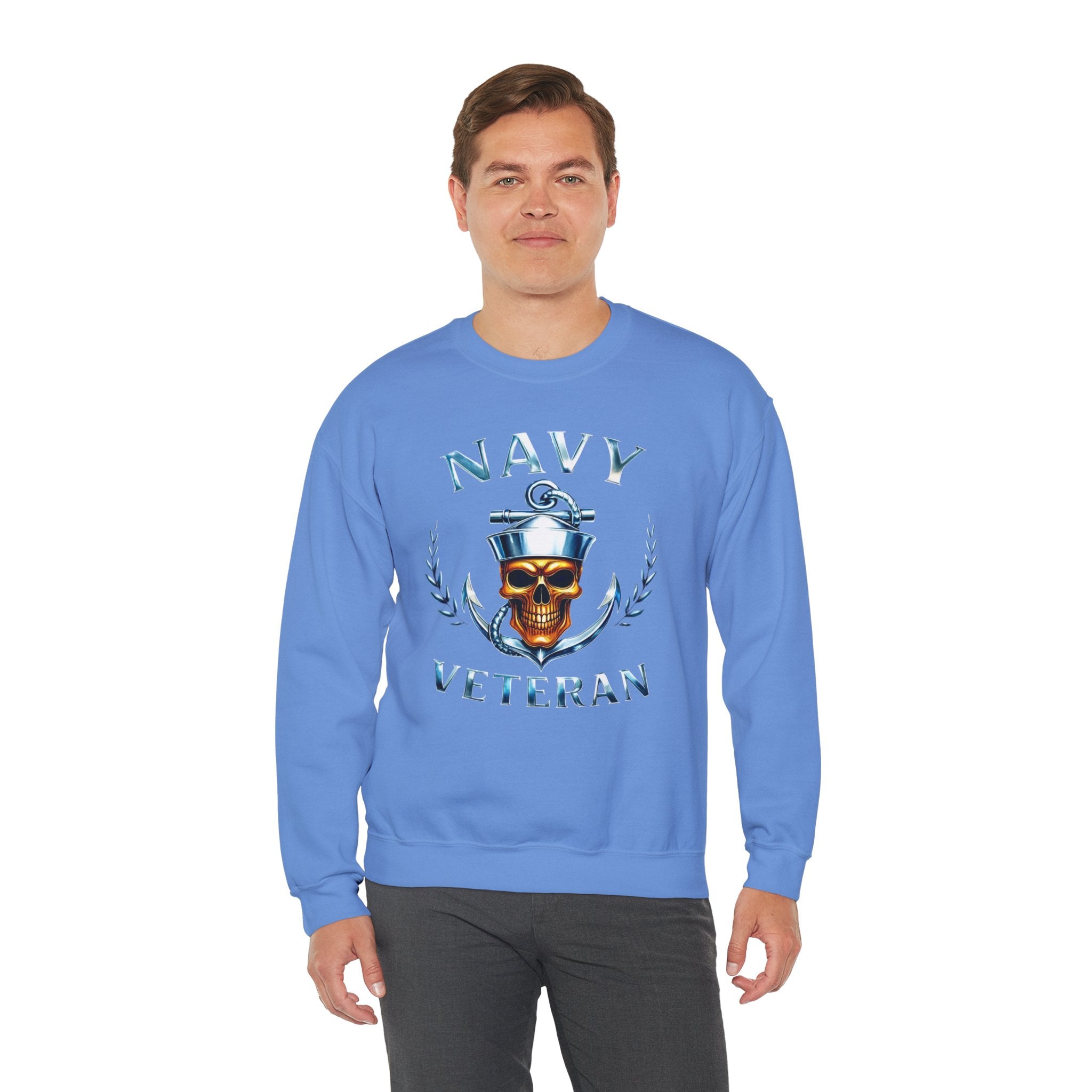 Navy Veteran Skull Anchor Crewneck Sweatshirt