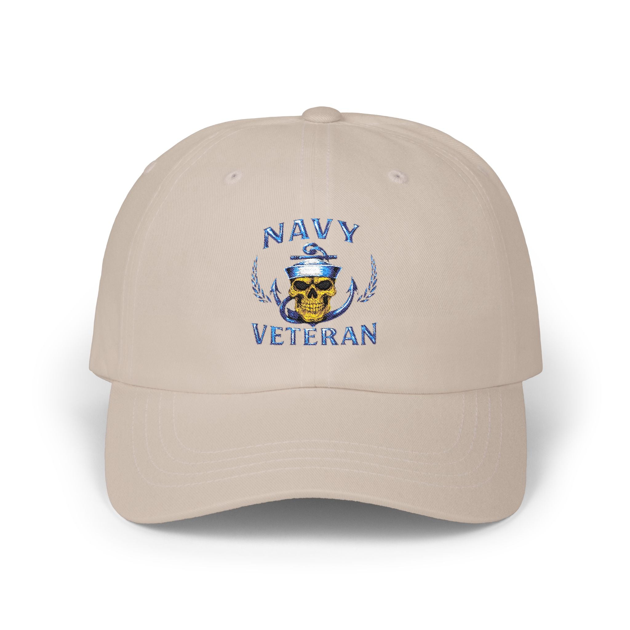 Navy Veteran Skull Dad Cap — Embroidered Military Baseball Hat