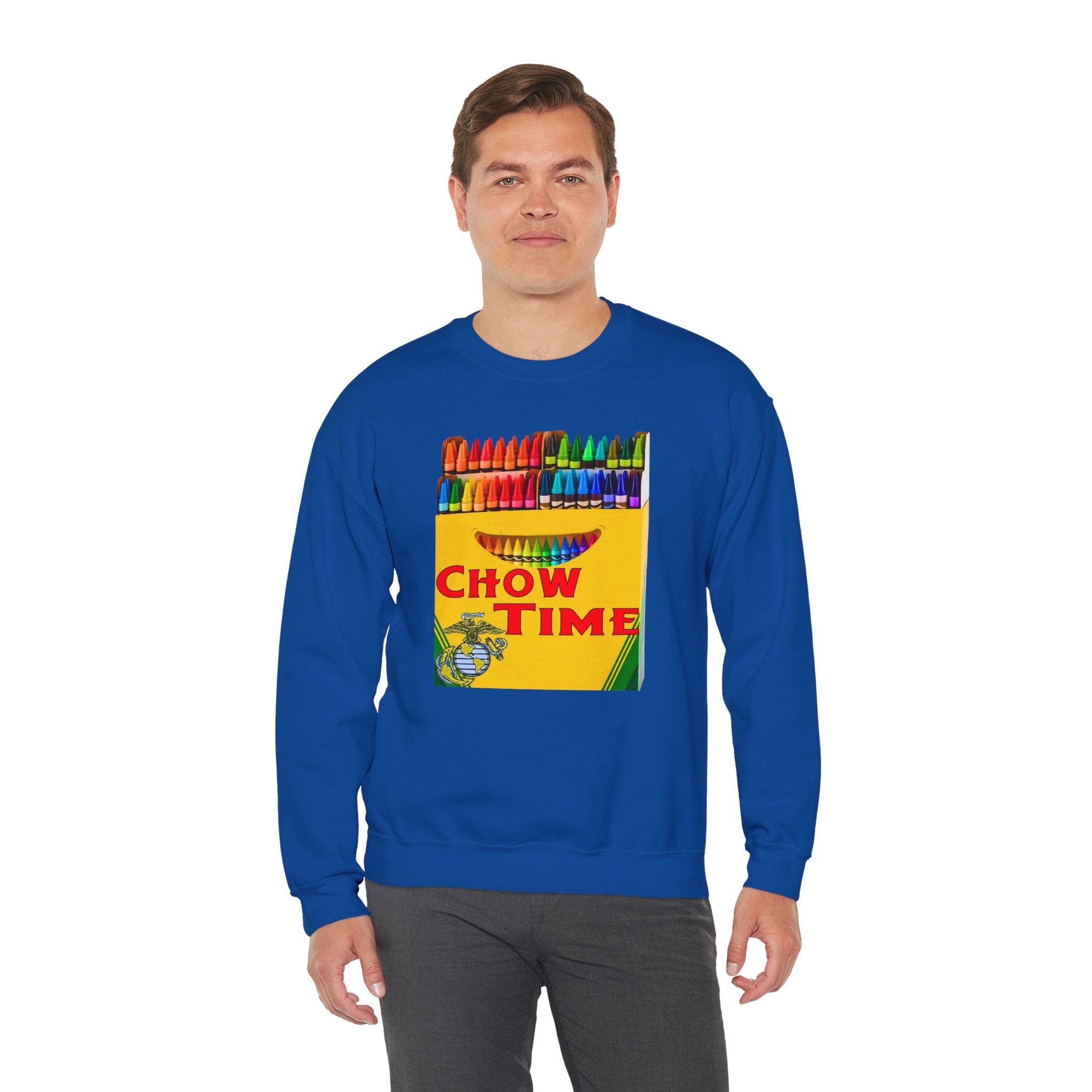 Chow Time Sweatshirt — Colorful Crayon Snack Art Crewneck