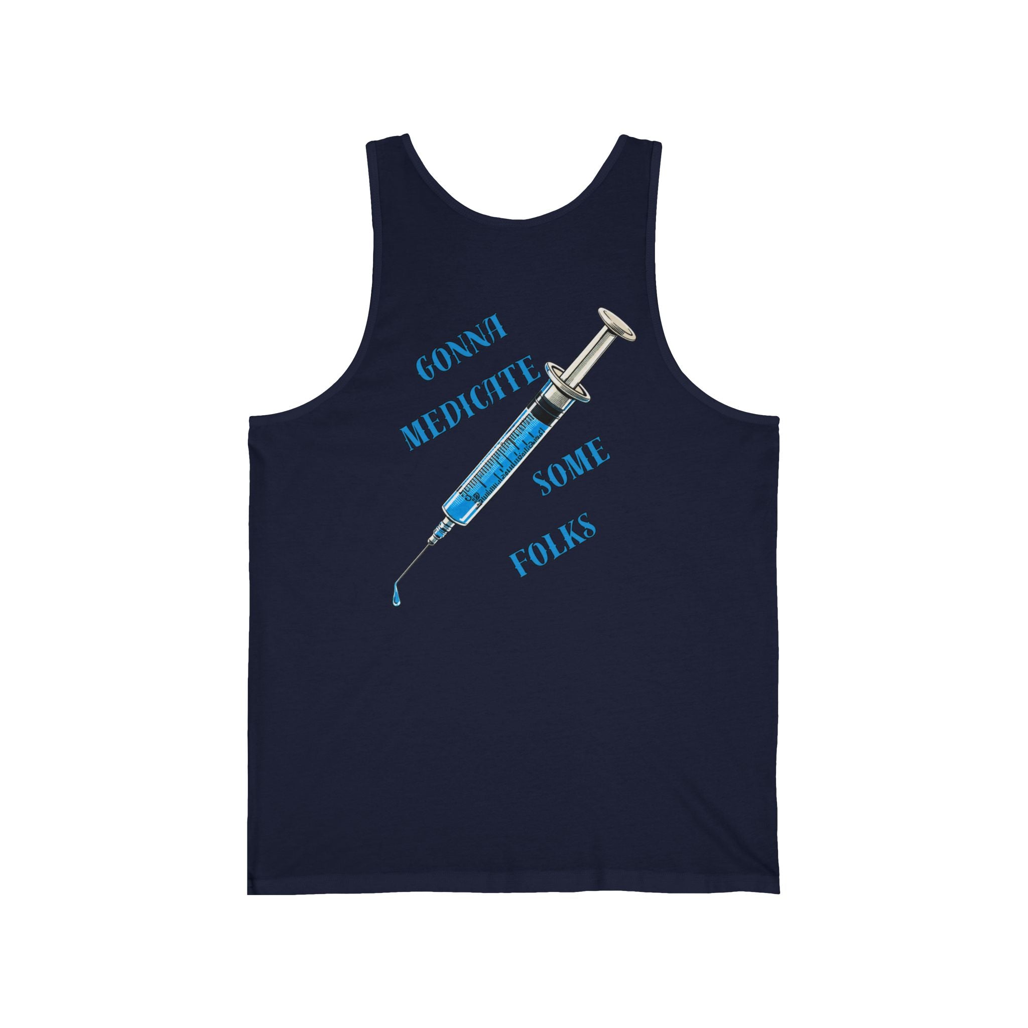 Front & Back "Laughter Is The Best Medicine" & Syringe Graphic Tank Top