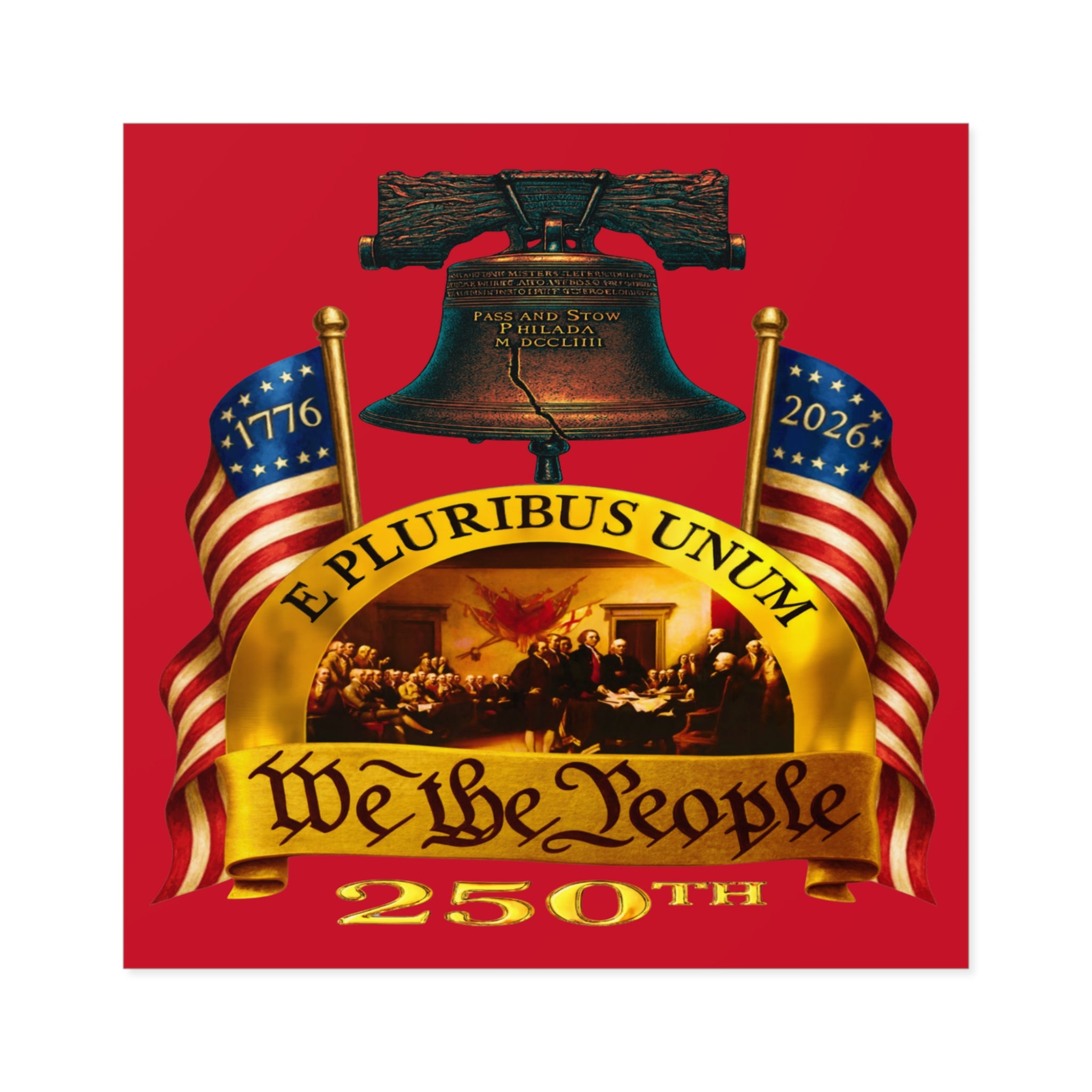 "We the People" 250th Anniversary Square Sticker