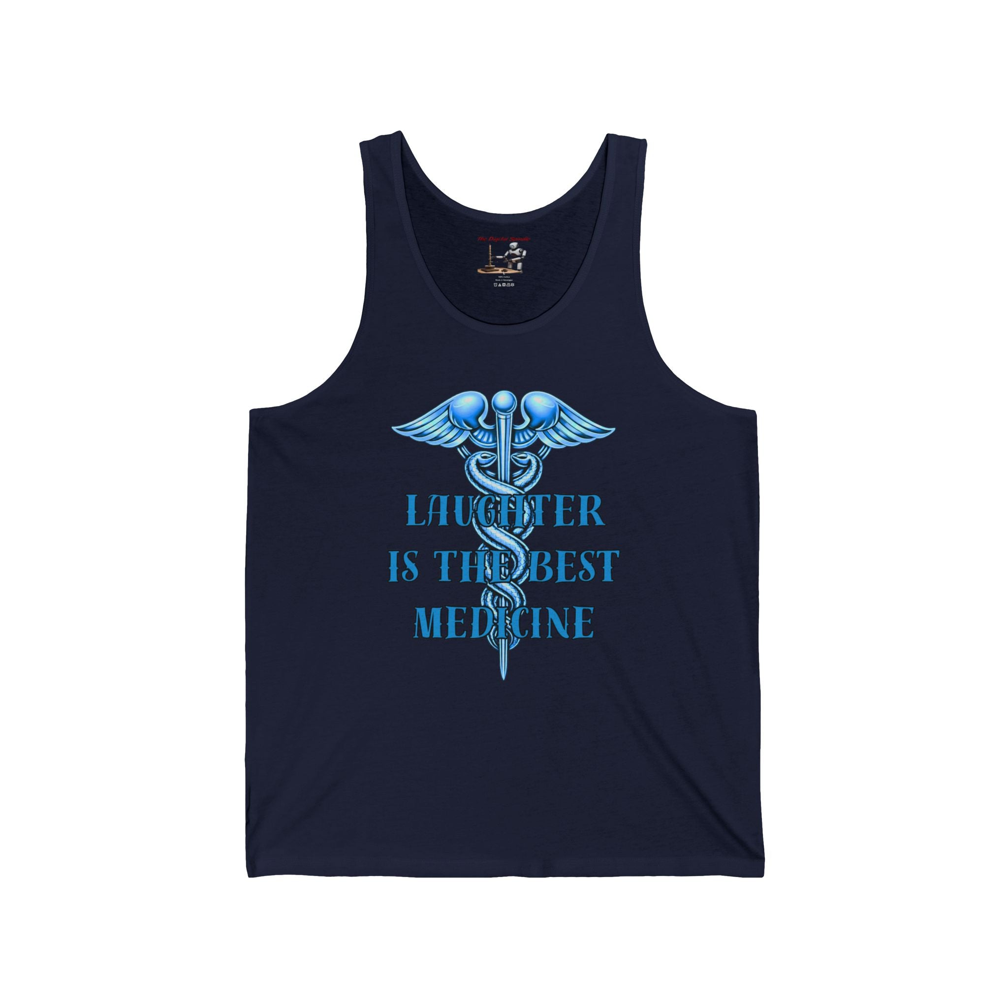 Front & Back "Laughter Is The Best Medicine" & Syringe Graphic Tank Top