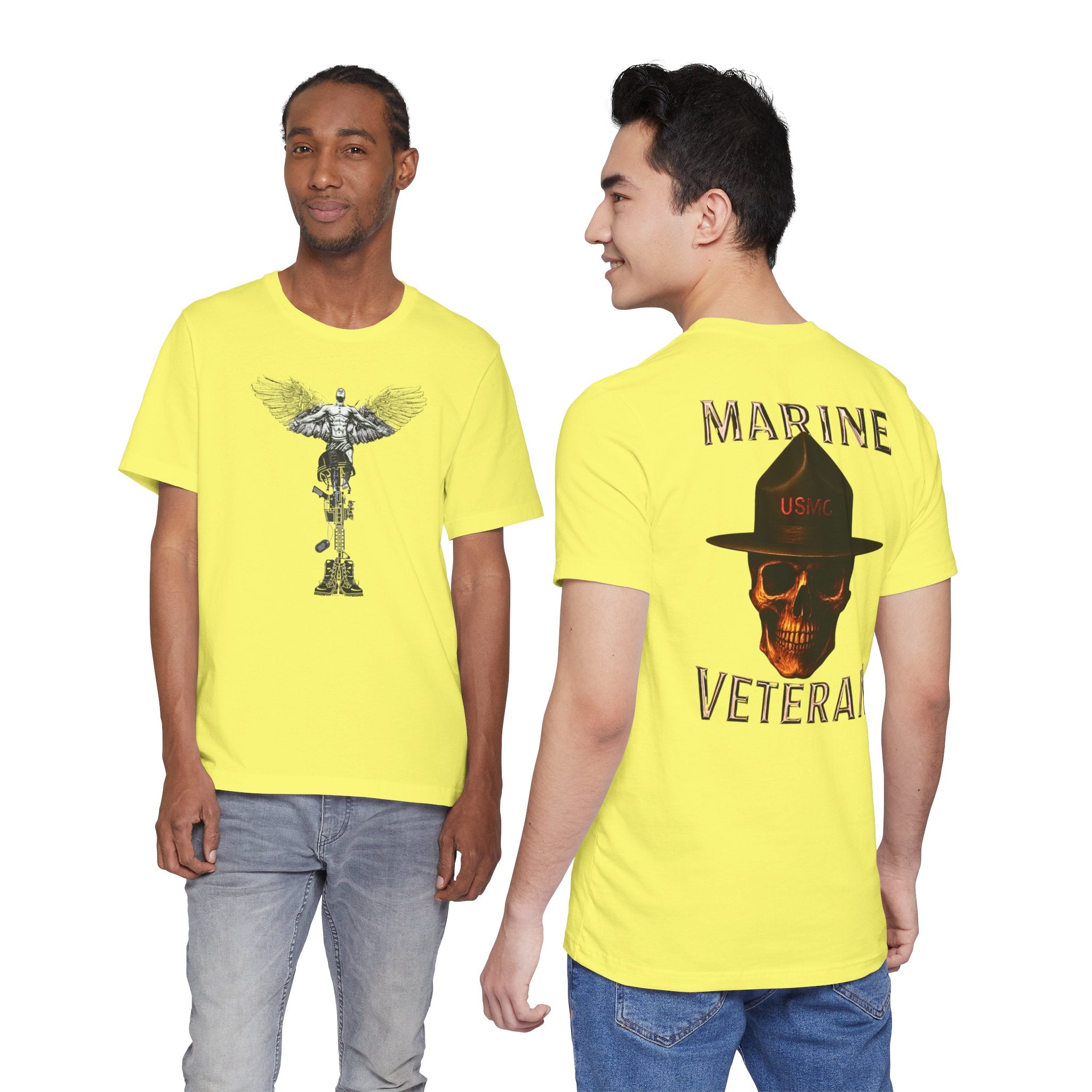 Marine Veteran T-Shirt — USMC Skull Drill Instructor Design