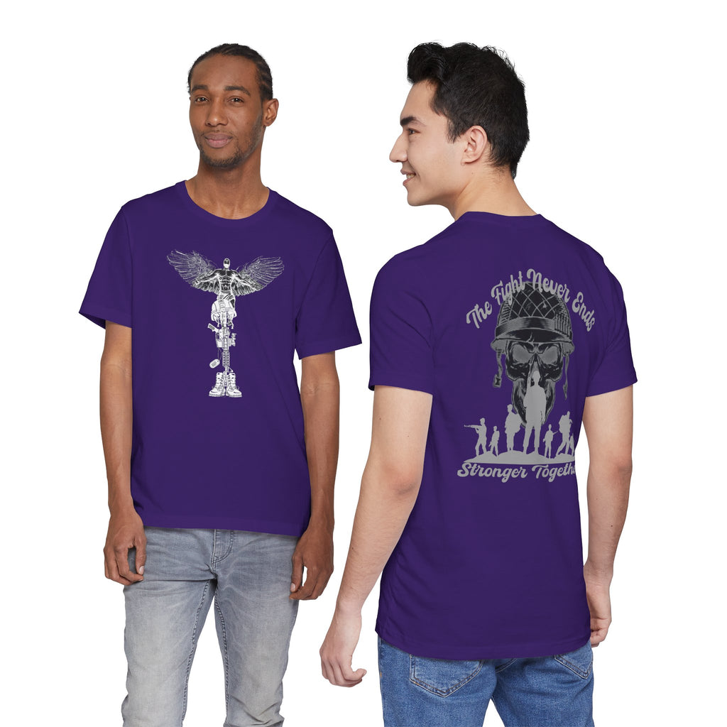 Military Tribute T-Shirt — "The Fight Never Ends, Stronger Together" Graphic Tee