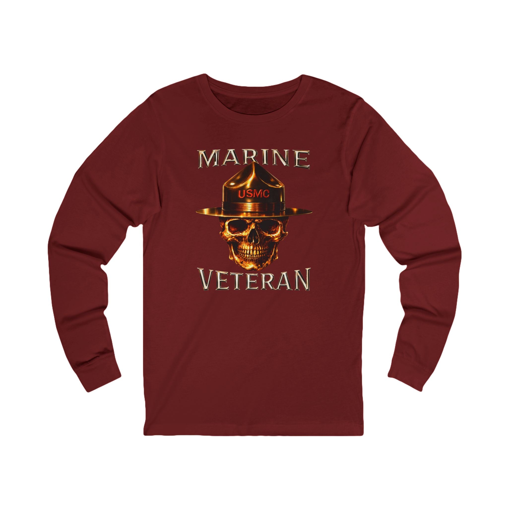 Marine Veteran Skull Drill Instructor Long Sleeve Tee