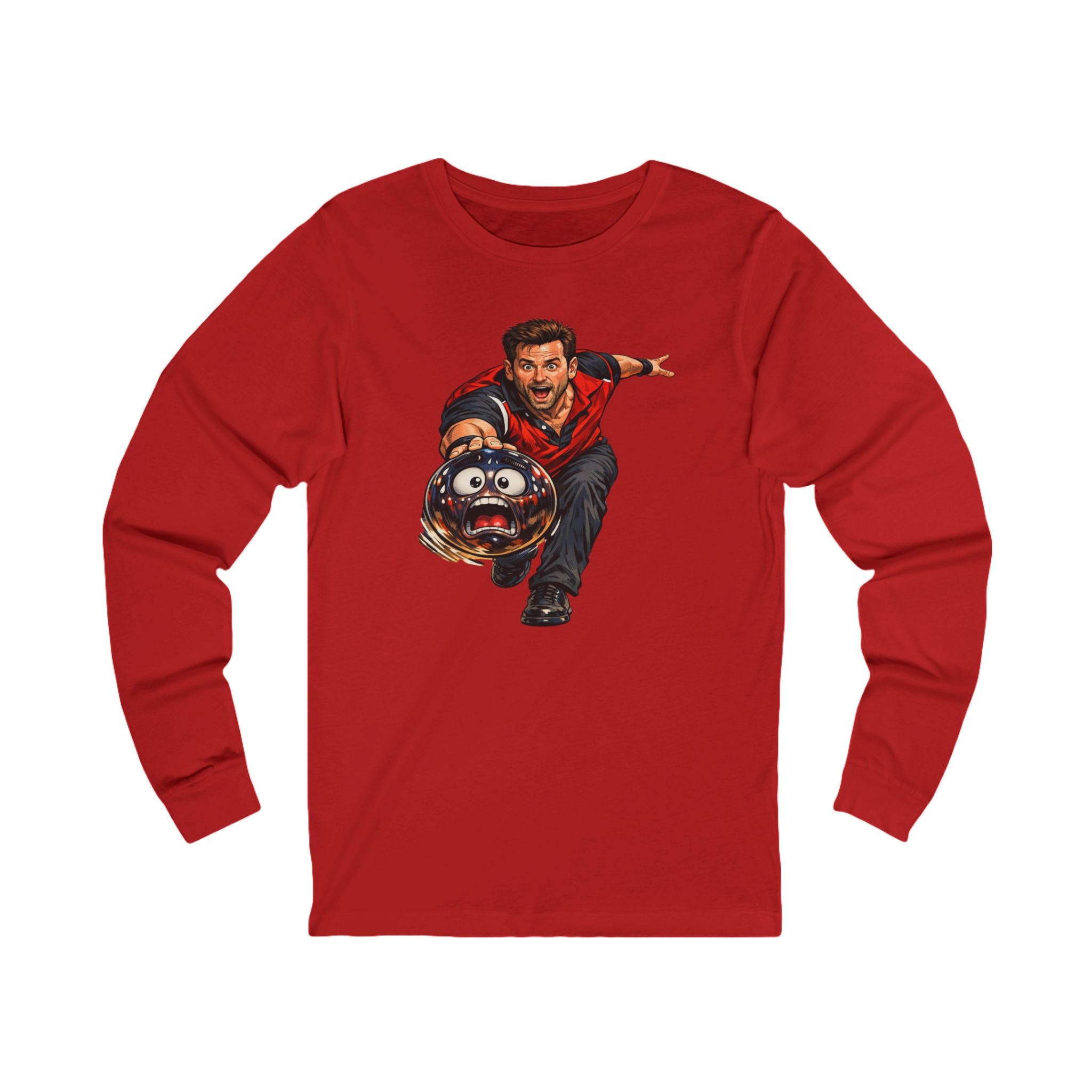 Funny Bowling Ball Graphic Long Sleeve Tee