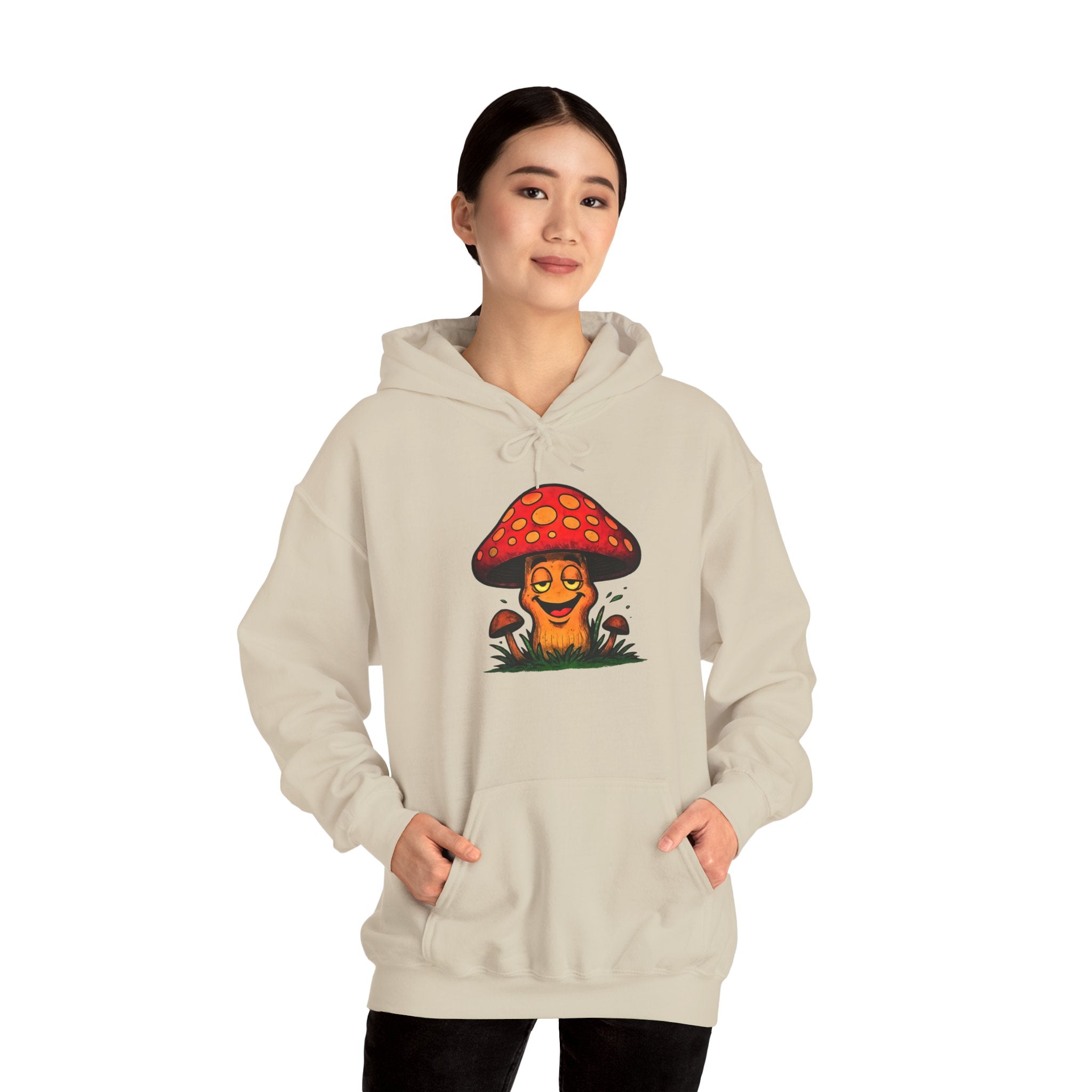 Mushroom Smile Hoodie — Cute Psychedelic Toadstool Graphic Sweatshirt