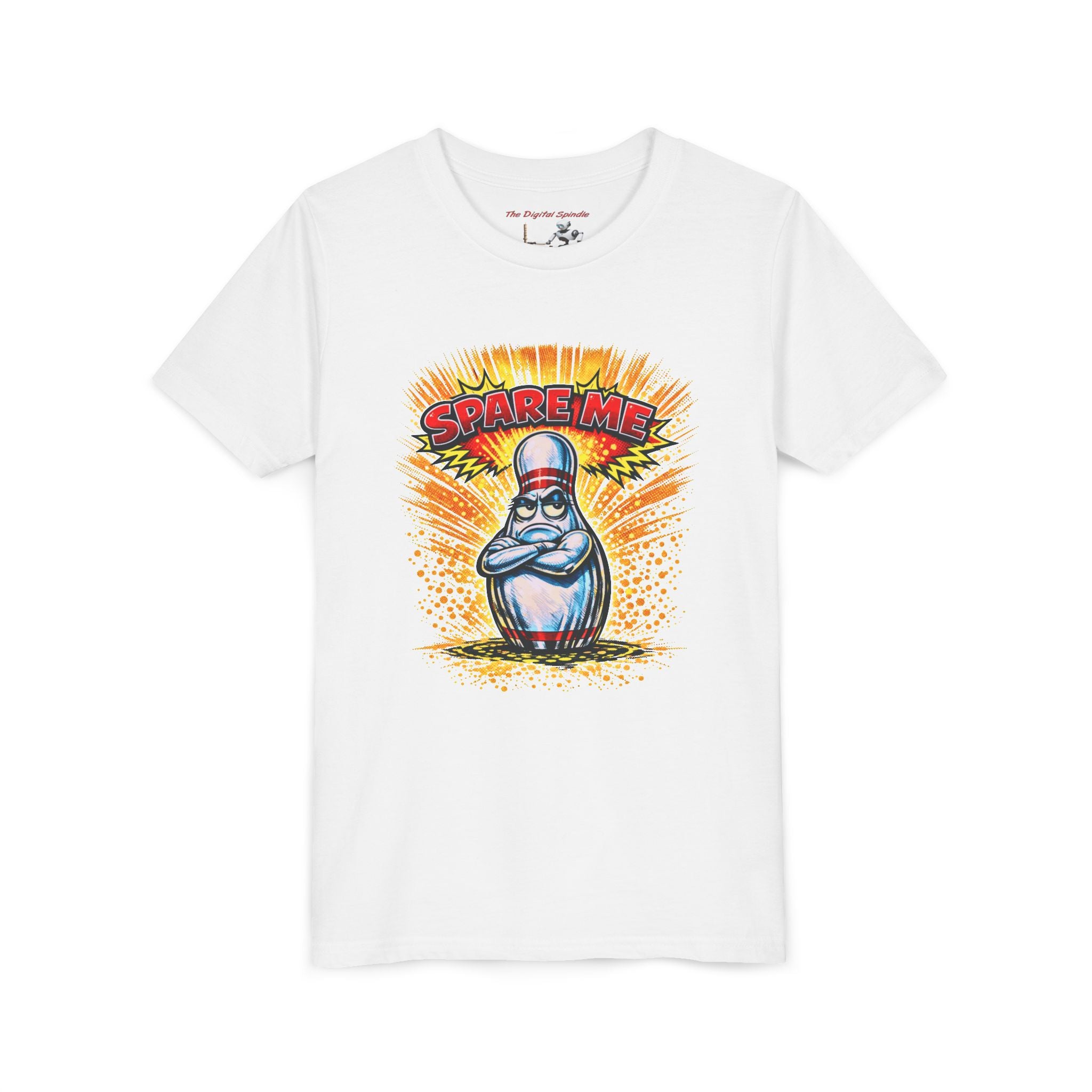 'Spare Me' Cartoon Bowling Pin Graphic Shirt