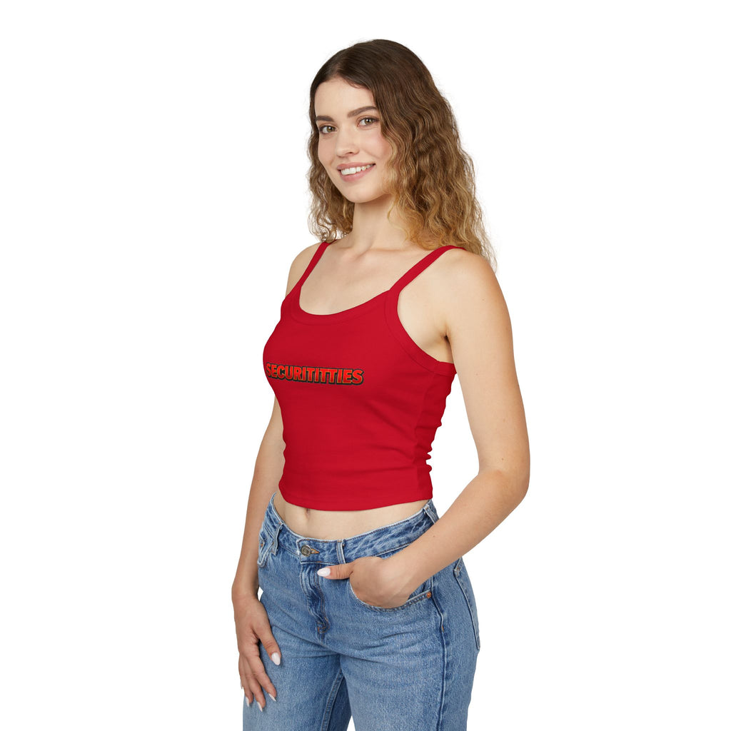 Securititties Crop Tank Top – Funny Bold Graphic Women's Spaghetti Strap