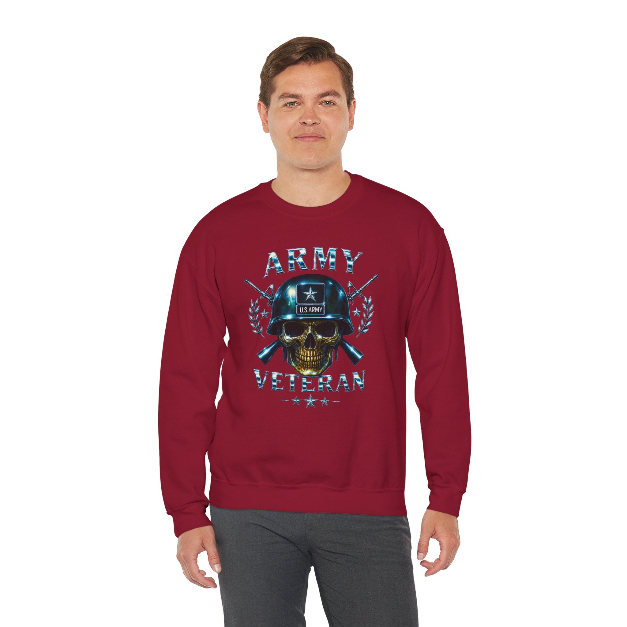 Army Veteran Skull Crewneck Sweatshirt