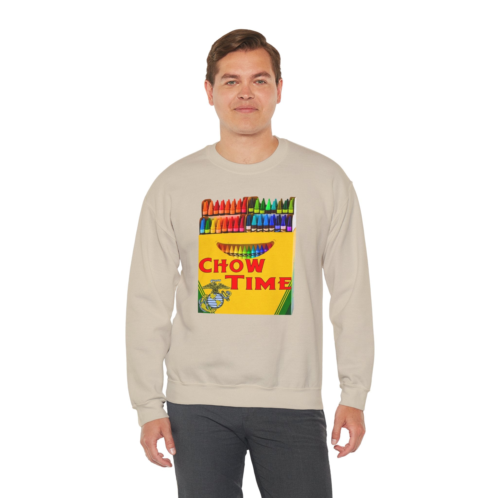 Chow Time Sweatshirt — Colorful Crayon Snack Art Crewneck