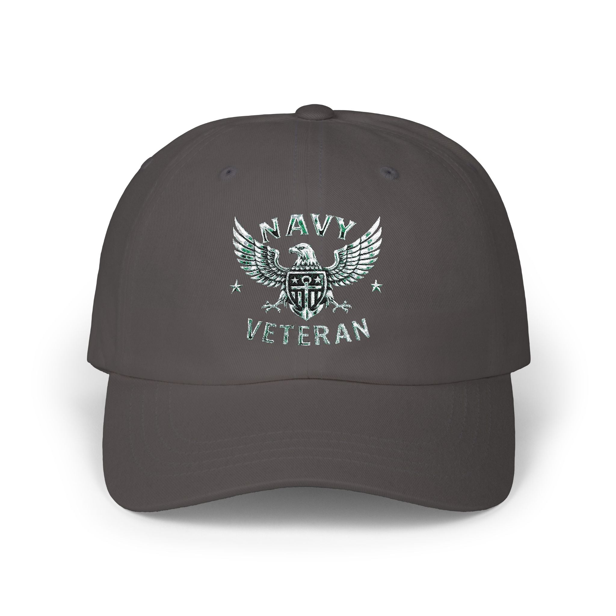 Navy Veteran Classic Dad Cap – Distressed Eagle & Shield Embroidered Hat