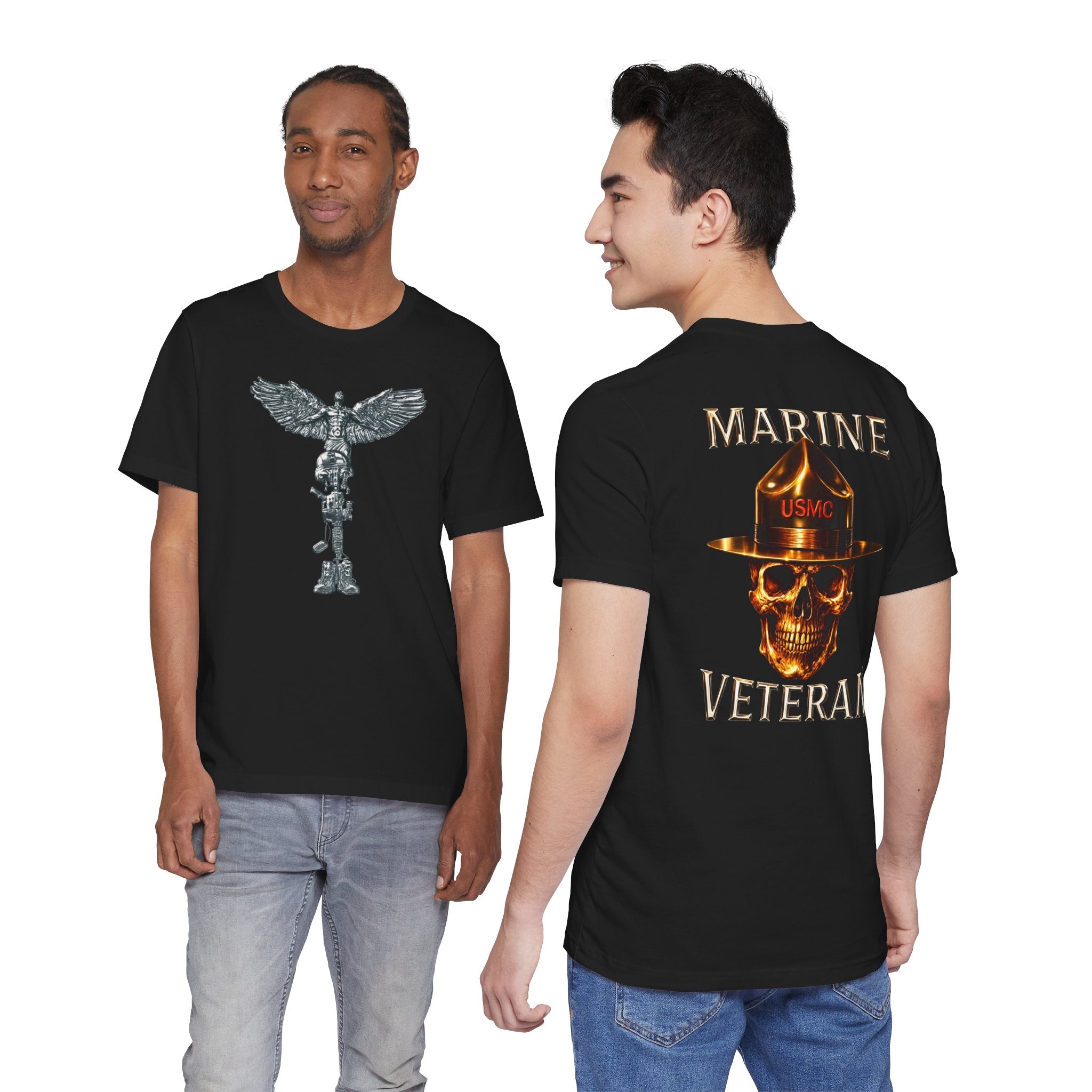 Marine Veteran T‑Shirt — USMC Skull Drill Instructor Graphic Tee