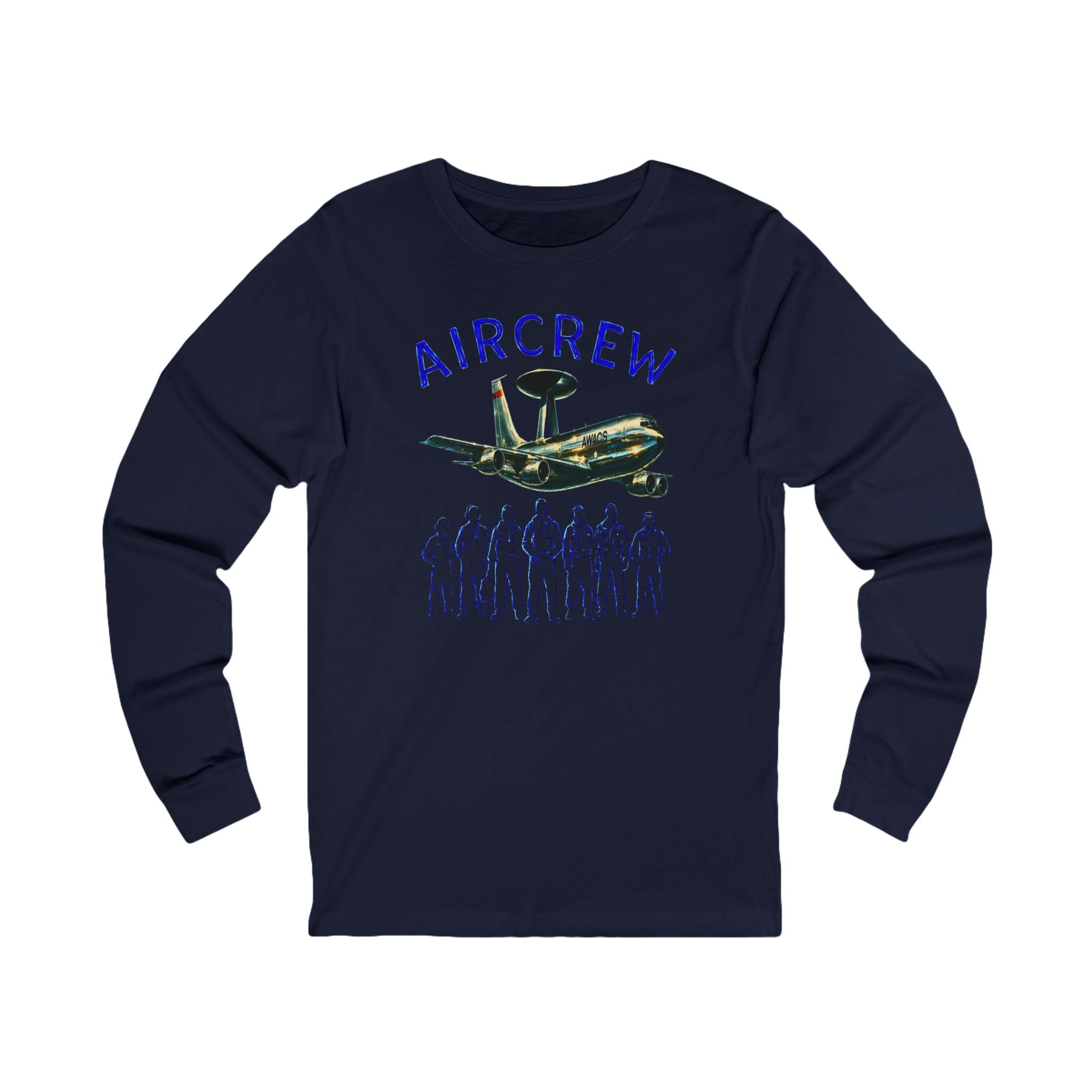 Aircrew Long Sleeve Tee — AWACS Aircraft Crew Graphic Shirt