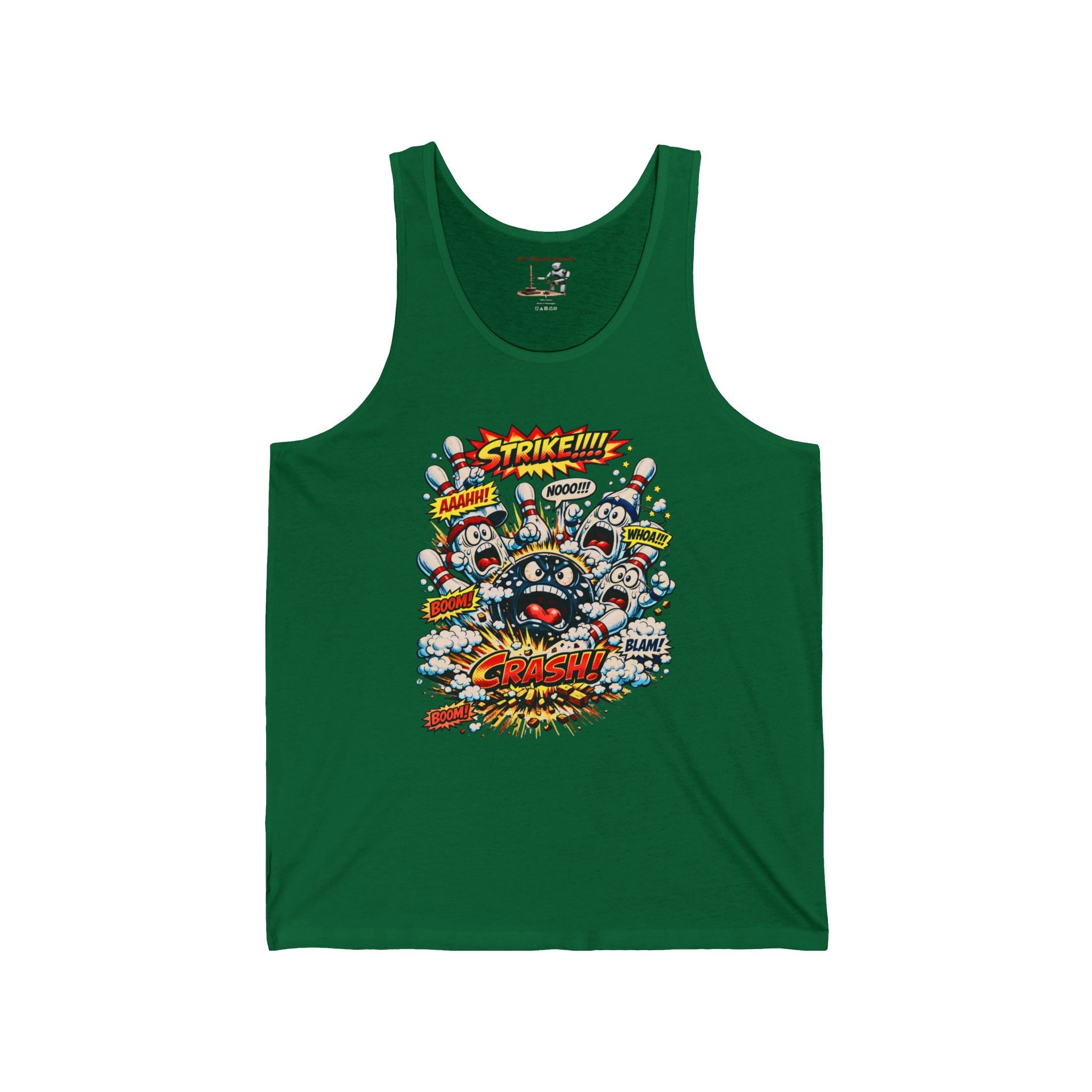 Comic Bowling Explosion Tank Top — Retro Pop Art "Crash!" Graphic Tank