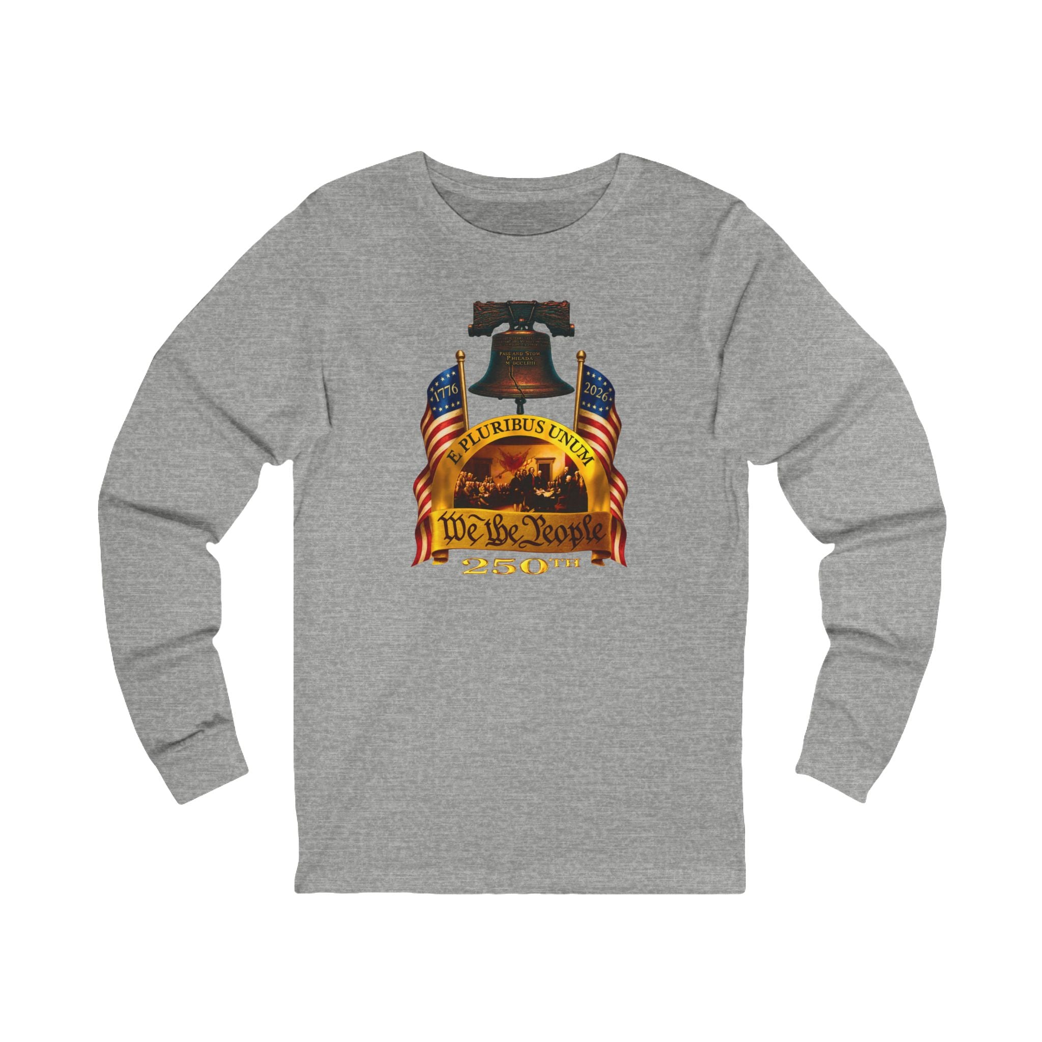 "We the People" Long Sleeve Tee – "We the People" Patriotic Flag & Liberty Bell Shirt